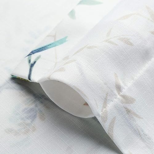 Miniatura 4 de VOGOL Cenefas de cortinas de cocina de lino sintético, cenefa filtrante de luz con estampado de pájaros verdes para dormitorio, baño, sala de estar,