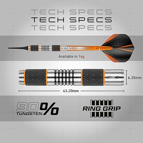 Miniatura 10 de RED DRAGON Amberjack 18 Softip Professional - Juego de dardos de 063oz con vuelos y ejes