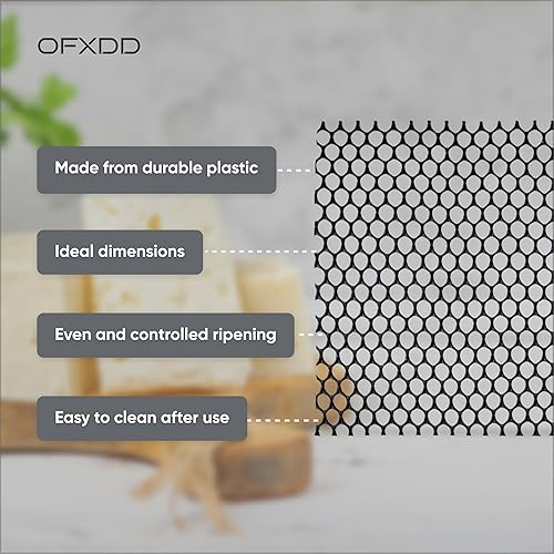 Miniatura 3 de Tapete de drenaje para queso, paquete de 6, tapete negro de plástico, malla de maduración y secado de quesos