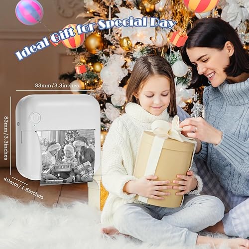 Miniatura 6 de LINGSFIRE Mini impresora portátil, impresora sin tinta Bluetooth, mini impresora térmica con 10 rollos de papel y 5 bolígrafos, mini impresora de