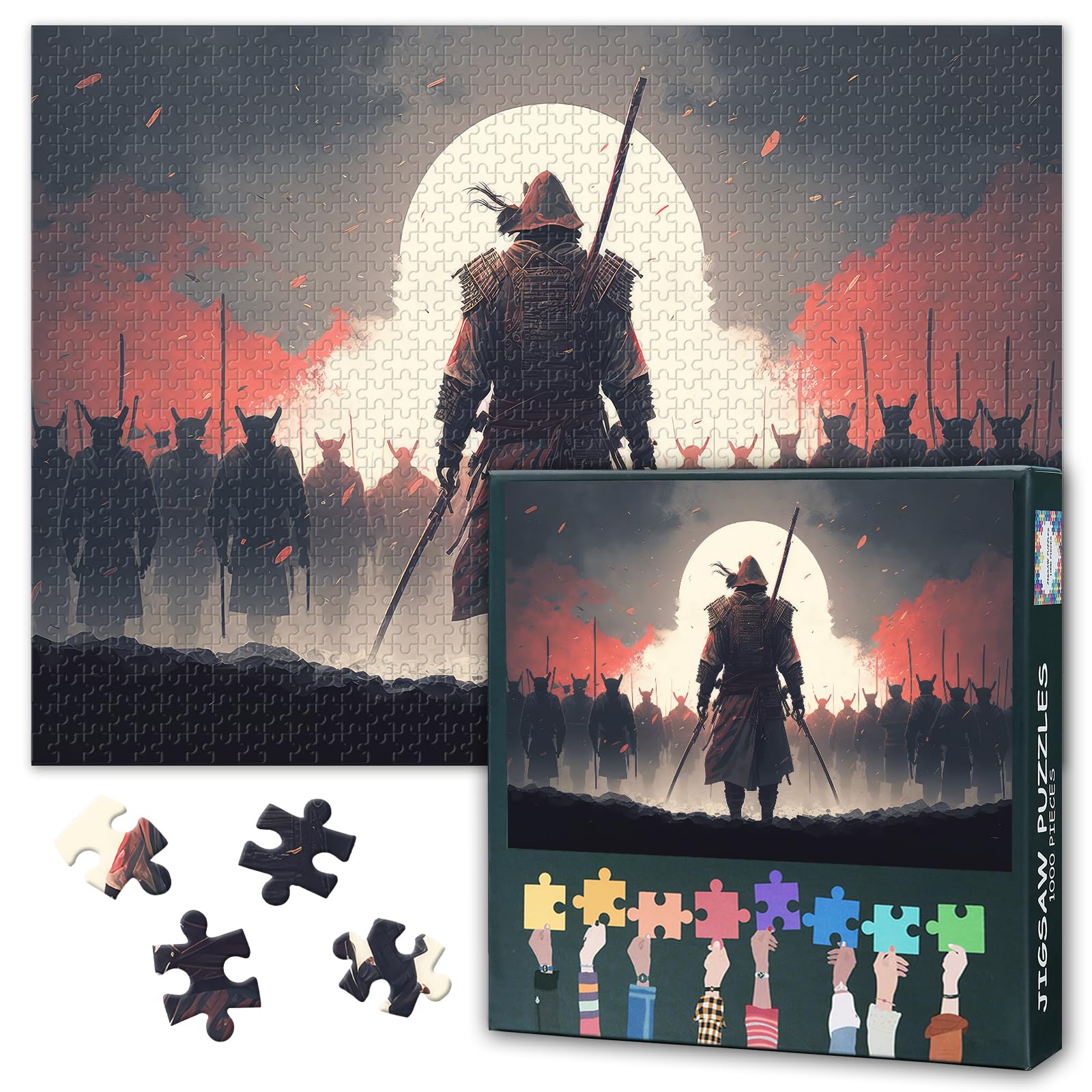 Jigsaw Puzzles 1000 Pieces for Adults -Samurai with a Katana Puzzle | Challenging 1000 Piece Puzzle Samurai Art Design for Gifts 27.5" x 19.6"/70 * 50cm โ image 1