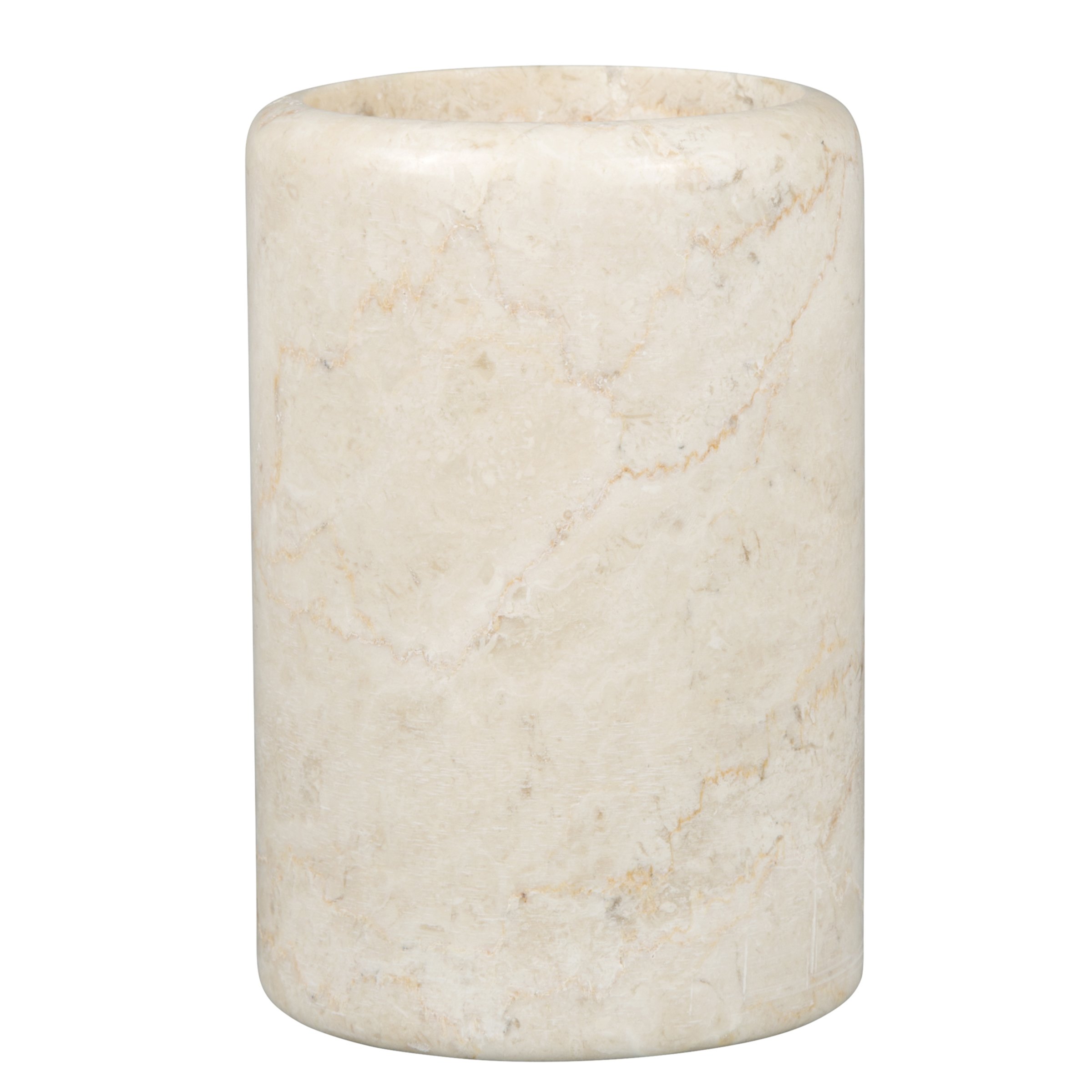 Creative Home Natural Champagne Marble Tumbler Solid Stone Toothbrush Holder Cup Bathroom Vanity Makeup Brush Pen Organizer Handcrafted