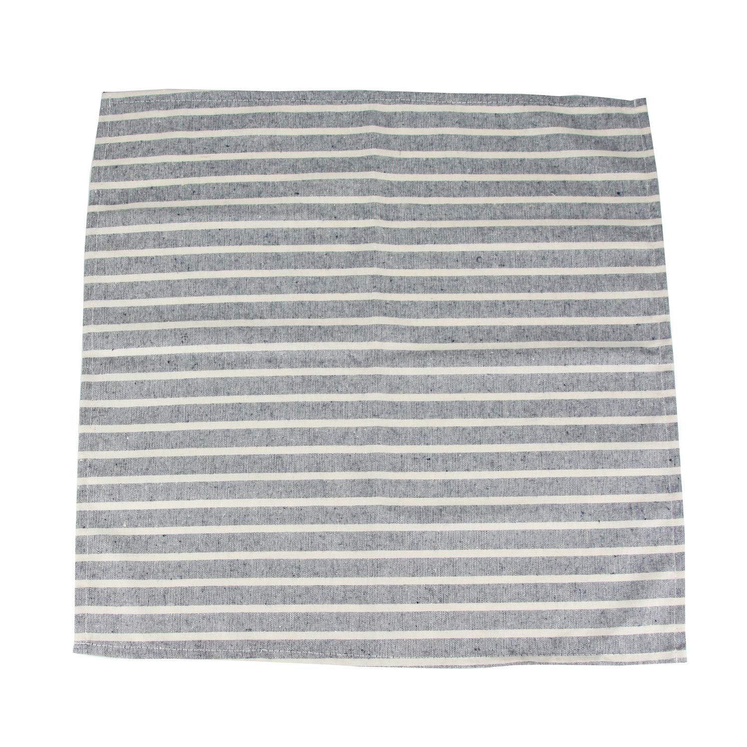 Lot de 12 serviettes de table larges en coton mélangé à rayures pour événements et usage domestique Bleu marine 43,2 x 43,2 cm