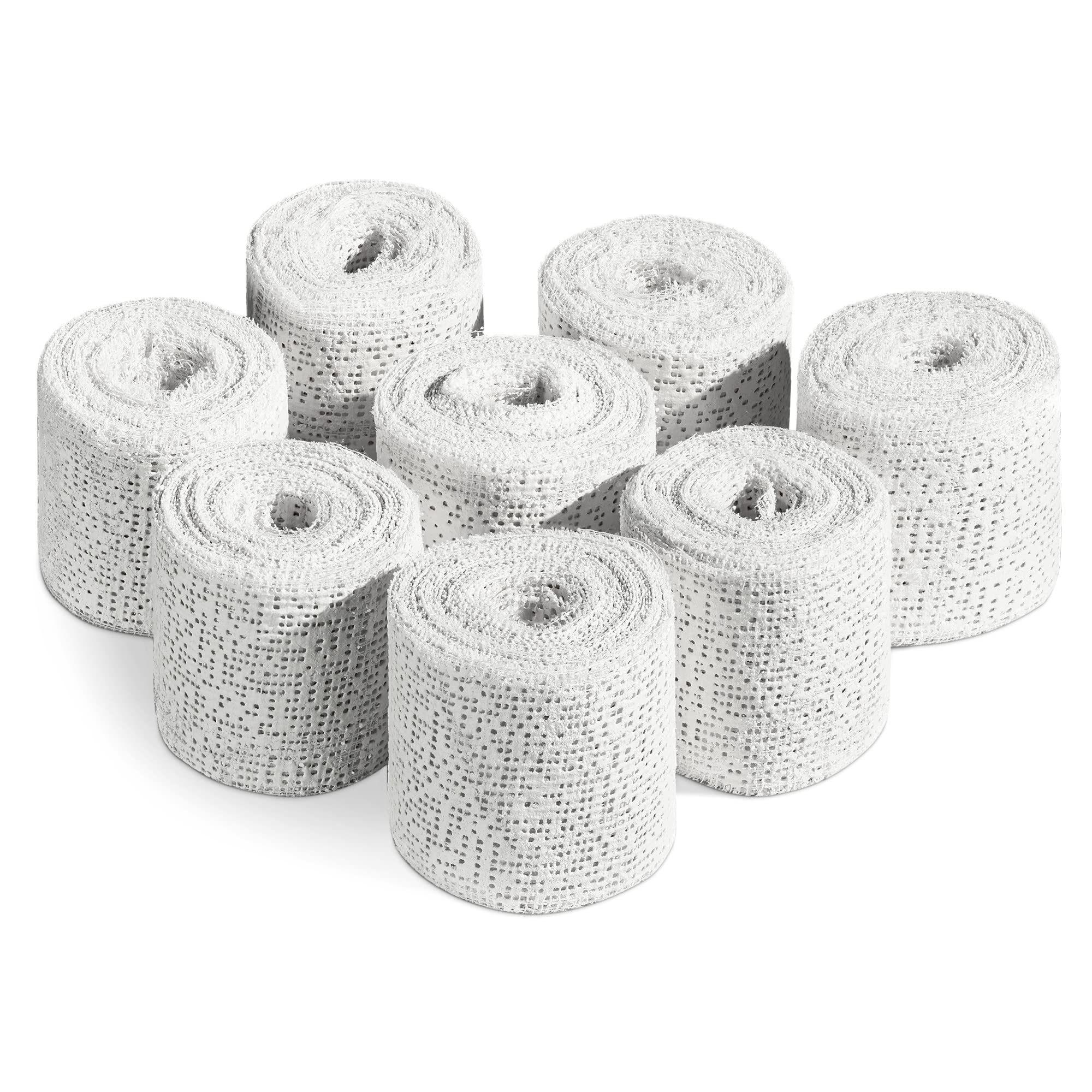 Navaris Rotoli bende gessate calco pancione - 8x rotolo garze gesso 5cmx300cm asciugatura rapida uso su pelle viso corpo modellismo modelli maschere