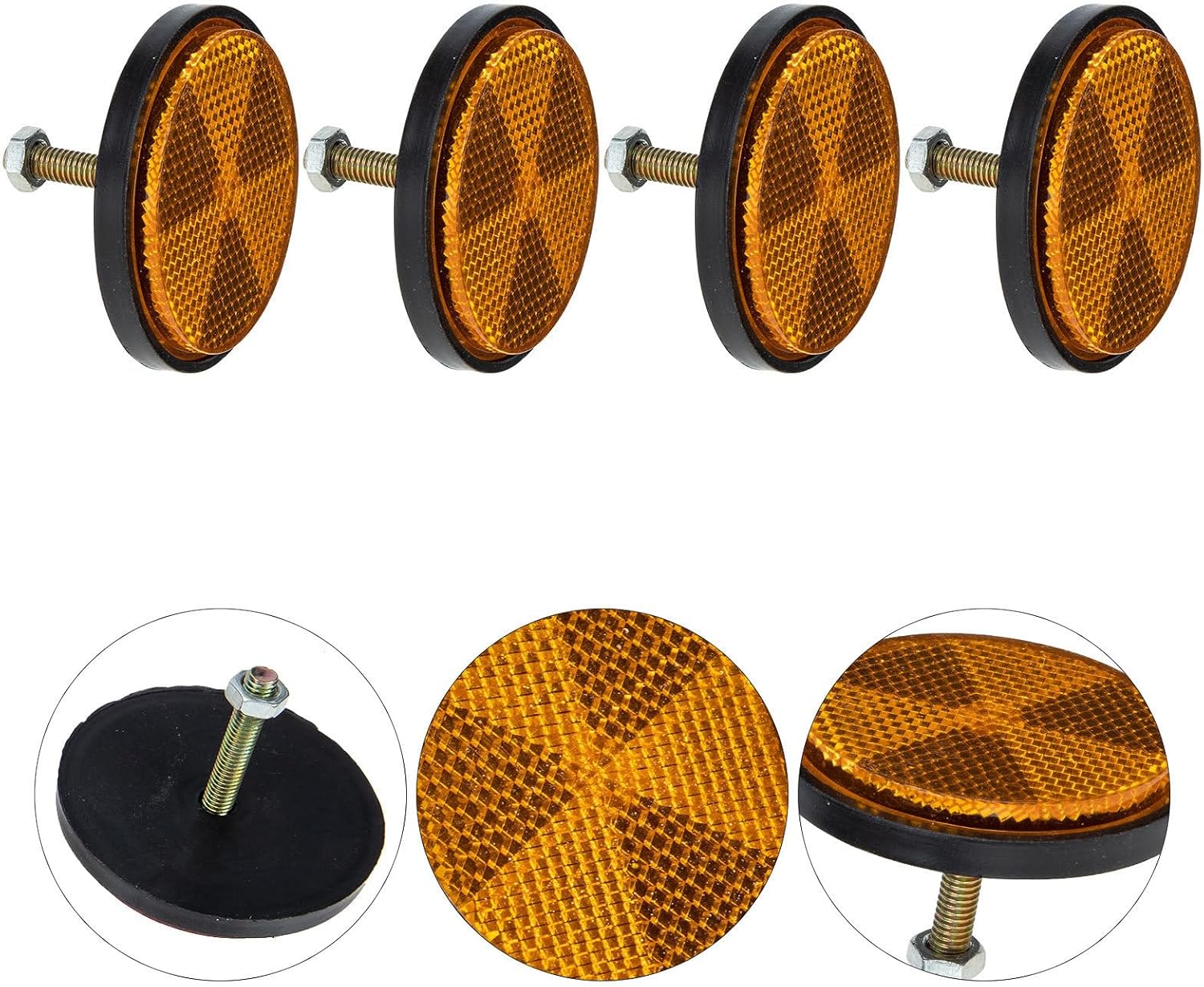 Mikikit 4Pcs Bike Reflector Set Round Reflective Warning Reflectors for Mountain Bicycles and Motorcycles Sturdy Plastic Safety Lights for Night Riding and Emergency Signals