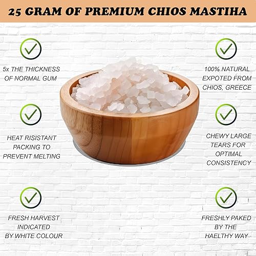 Miniatura 4 de Mastiha Chios orgánico 20G  Goma de mastica griega 100% natural, sin gluten y sin azúcar de granjeros griegos, auténticas lágrimas de mastiha para