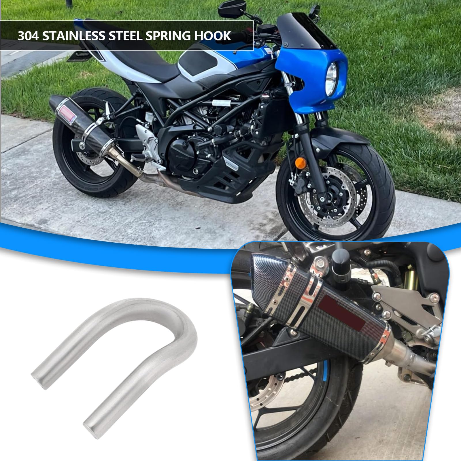 LT Easiyl 8pcs Linguette A Gancio A Molla in Acciaio Inossidabile 304 per Silenziatori di Scarico per Motociclette Ganci A U di Ricambio per Saldatura Linguette Ad Anello (2,2x1,3 Cm)