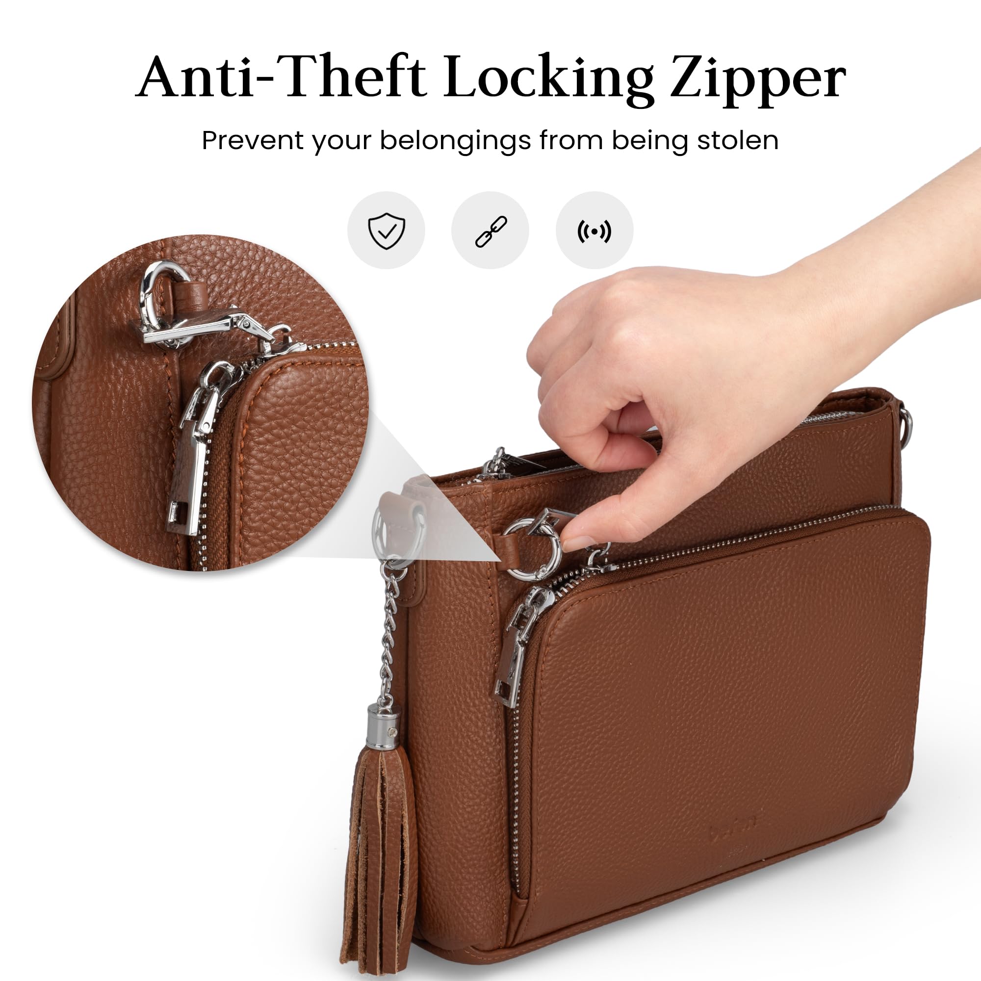 befen Anti-Theft Leather Crossbody Bag Gallery Image