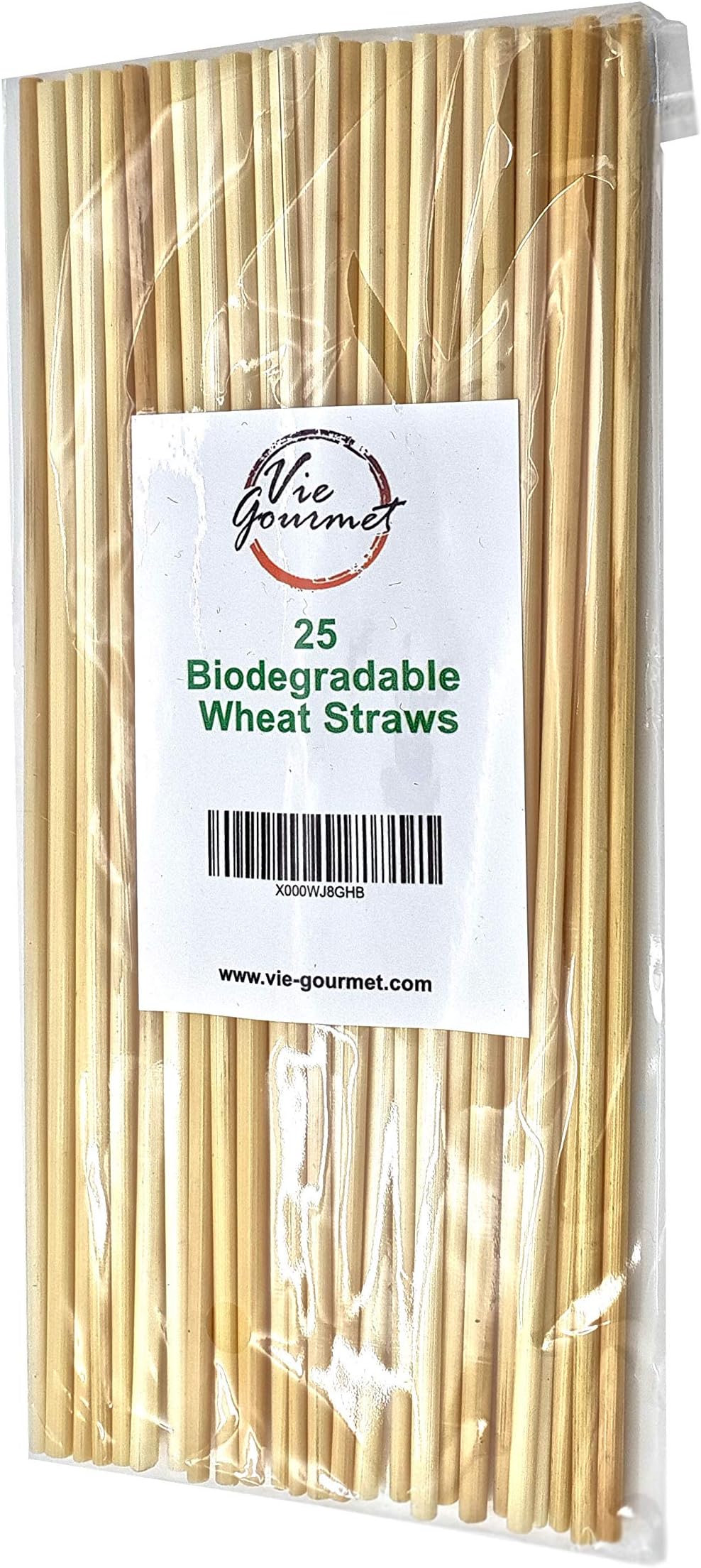 Vie Naturals Wheat Drinking Straws-Biodegradable Eco-Friendly Non-Toxic Disposable, Compostable. 25 Pack, one, Various