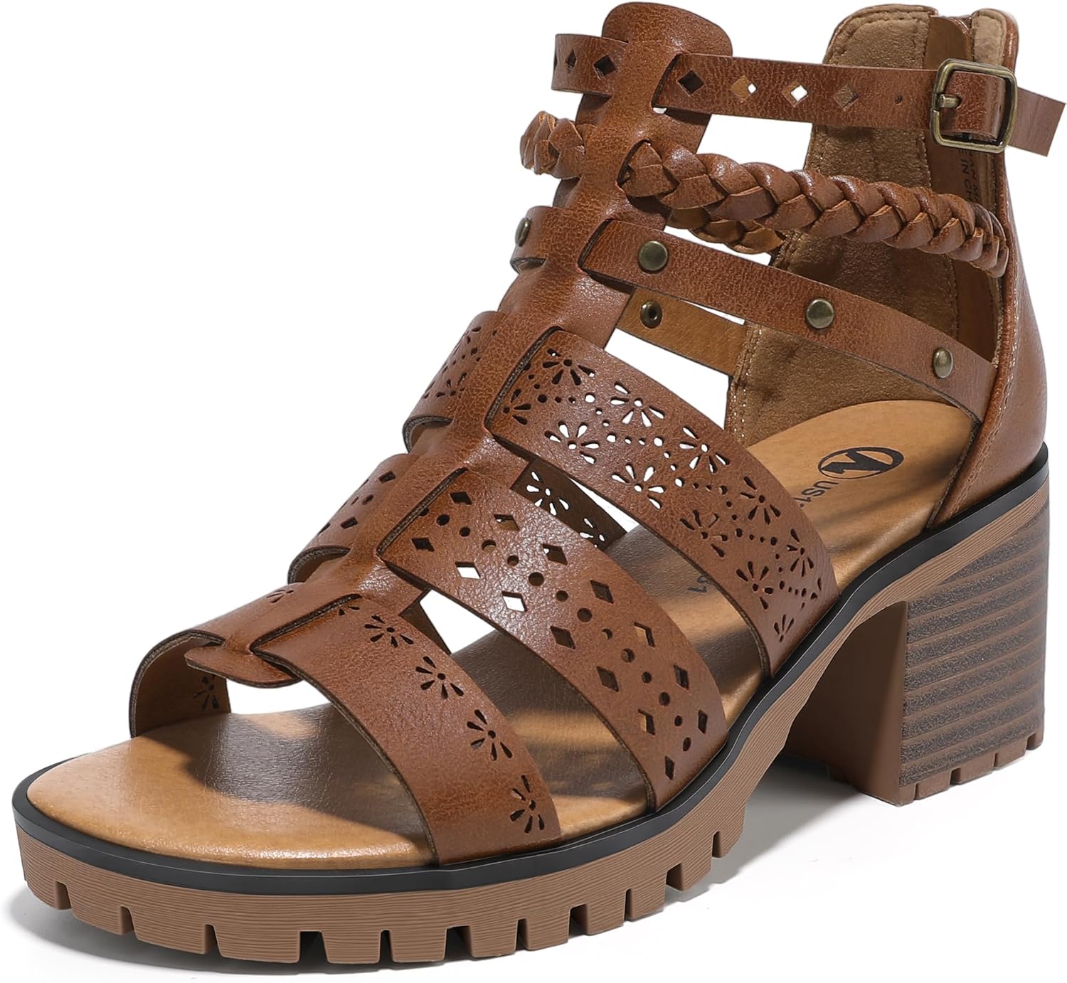 MIXIN Girls High Heels Sandals Platform Gladiator Summer Shoes with Zipper for Little Kids & Big Kids