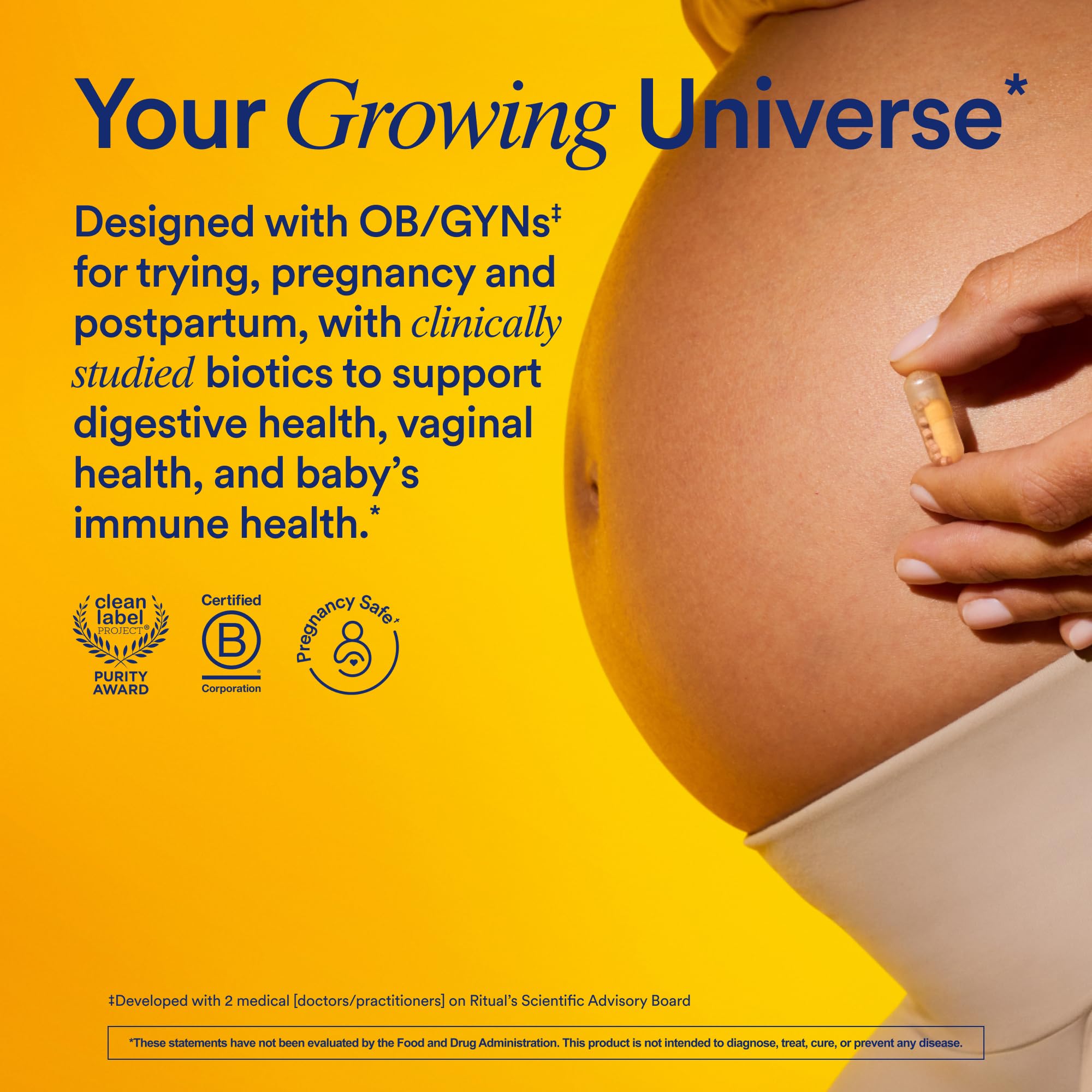 Ritual Natalbiotic™ Microbiome Support†* Biotics for Mom & Baby. Formulated to Support Digestive Health, Vaginal Health, and Baby’s Immune Health.* Designed with OB/GYNs‡. Non-GMO, Vegan, 30 Days