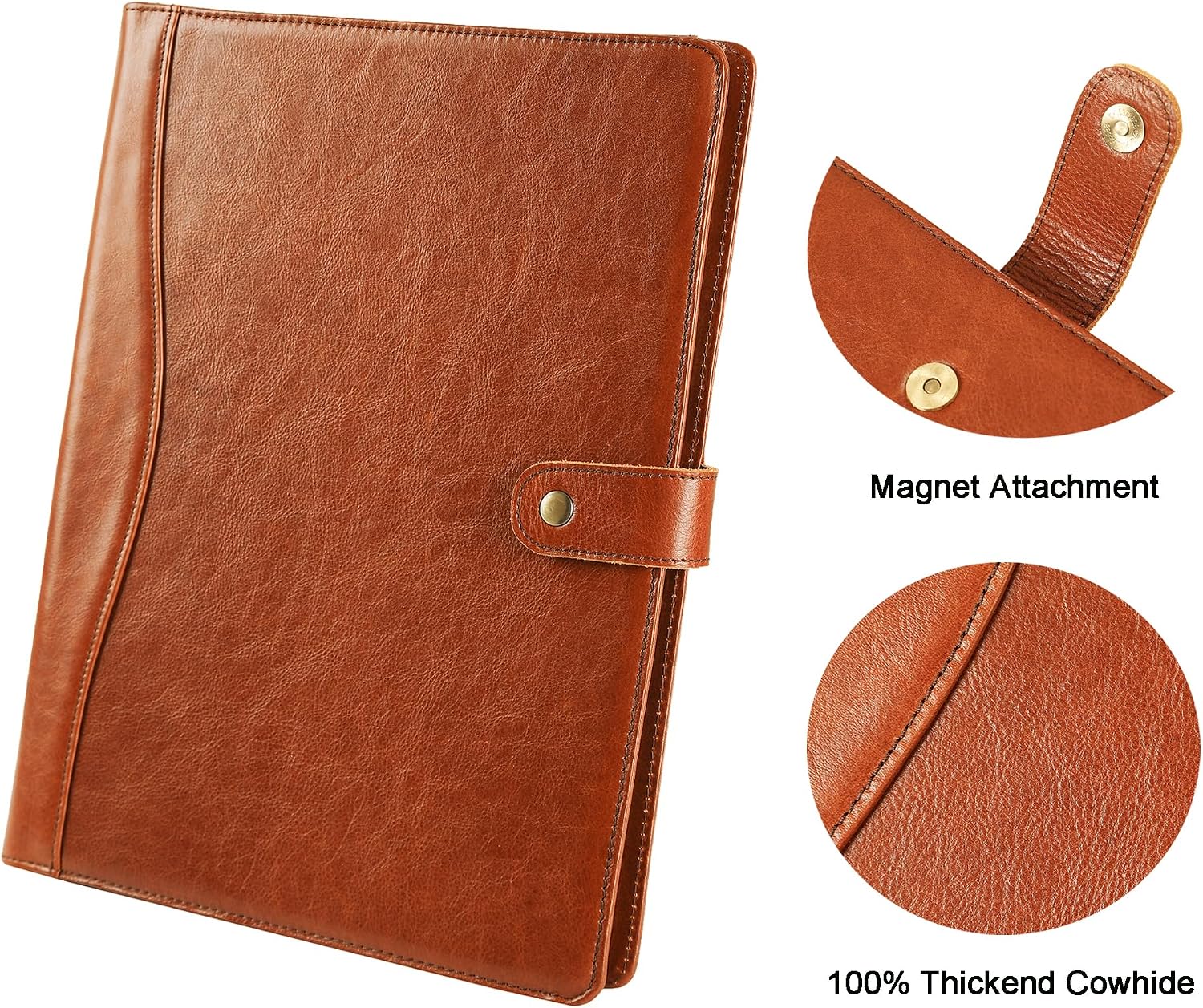 Personalized Leather Padfolio for Men - Business Portfolio with Clipboard, Legal Pad Folio Folder, A4 Letter Size Ideal Business and Corporate Gifts, Oil Brown