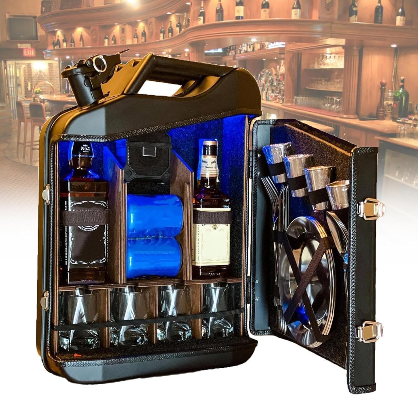 Gabinete de bar de lata de Navidad negro mini bar de whisky personalizable para regalar