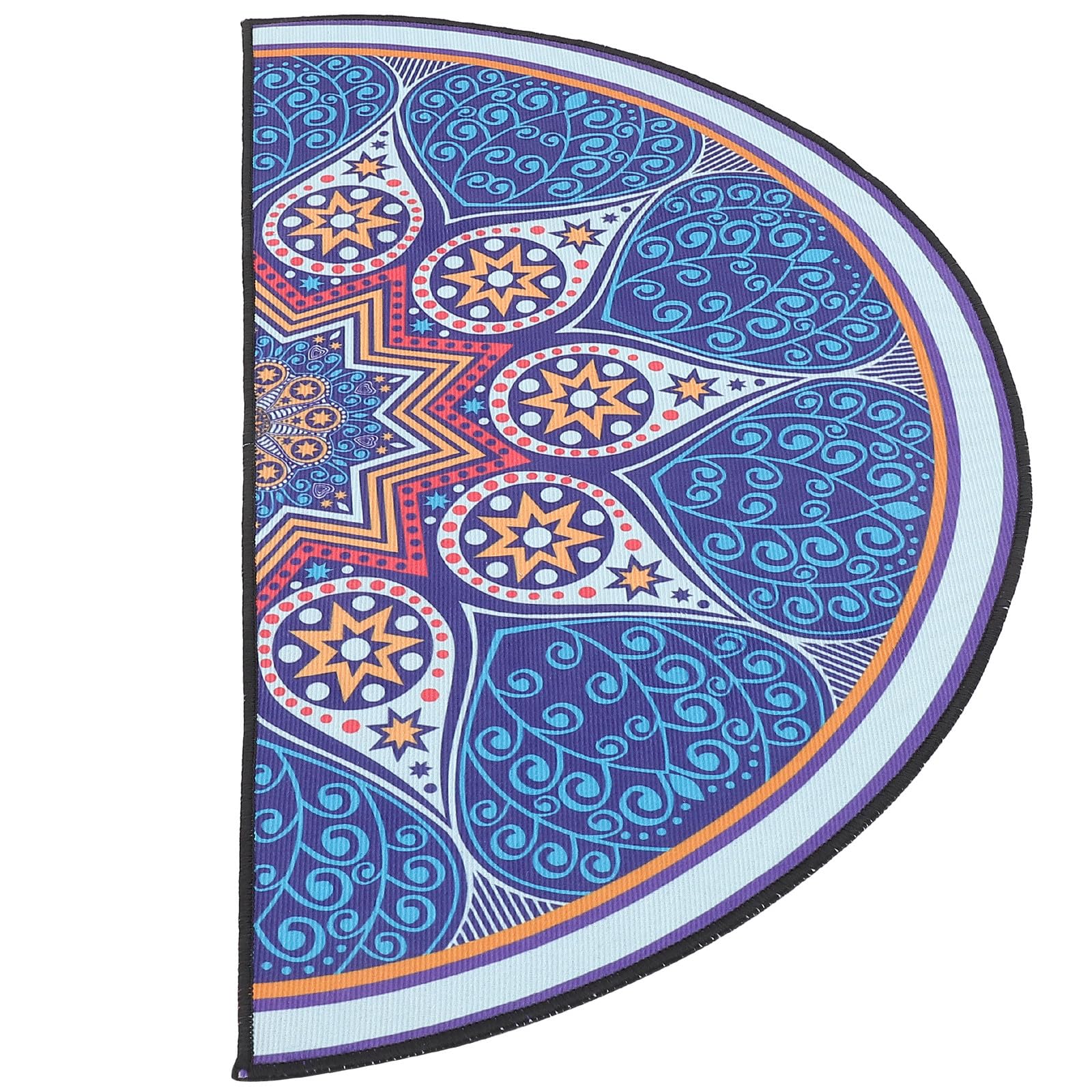 Alfombra semicircular azul vintage de poliéster para entrada y salón