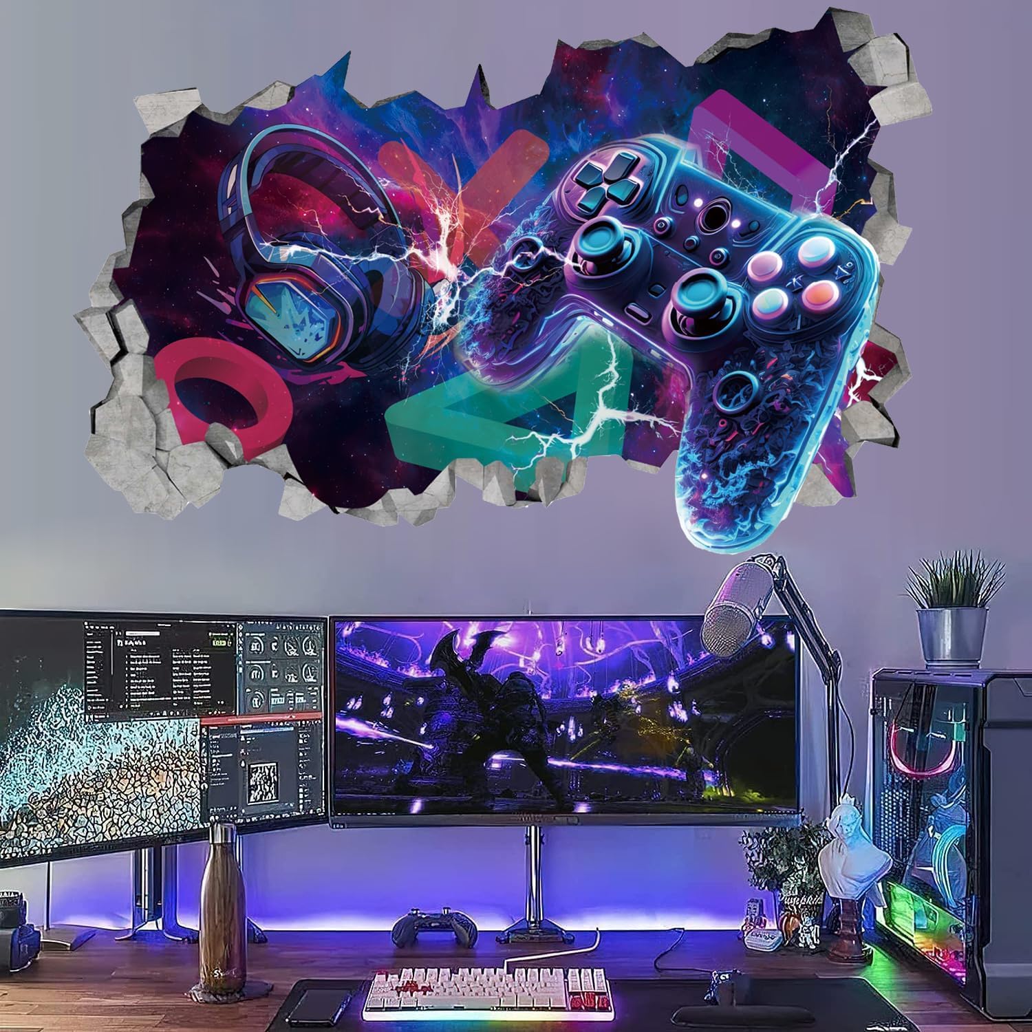 KAIRNE 3D Gaming Wall Sticker for Boys Bedroom,Xbox Gamer Wall Art Decal,PS4 Minecraft Wall Decor for Game Room,Game Wall Stickers,Video Game Stuff for Teenager Boys Gifts Room Decorations