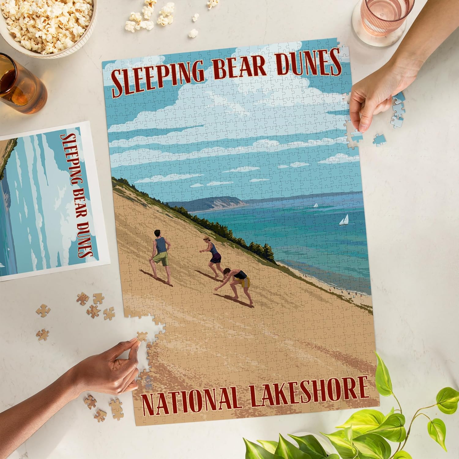 Lantern Press Michigan, Sleeping Bear Dunes 1000 Piece Jigsaw Puzzle for Adults, Made in USA with Reference Poster