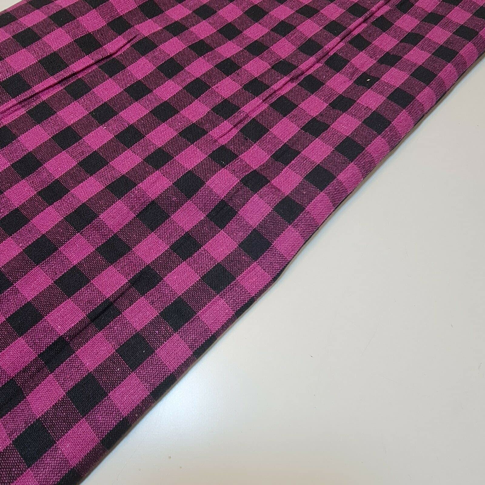 Tkanina lniana w kratkę w kratkę w kratę 1/4 cala Khadi miękka tkanina lniana w kratkę Vichy 107 cm (ciemnoróżowy, 5 m)