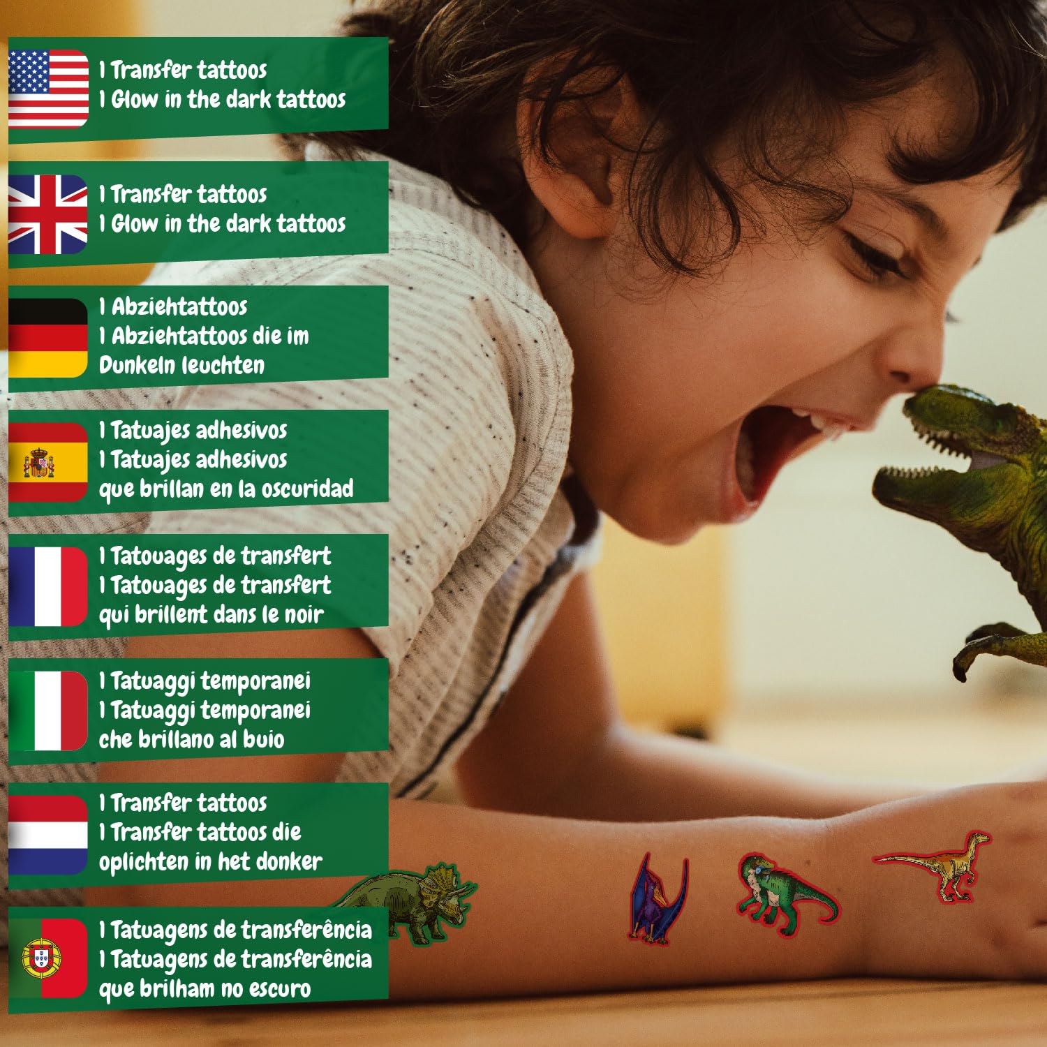 Jewan 540 (40 Fogli) Tatuaggi Per Bambini, Luminous Tatuaggi Temporanei, Tatuaggi Finti