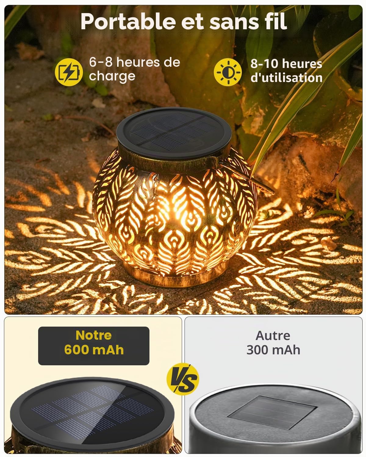 Bonsery Lot de 4 lanternes solaires pour extérieur, étanches IP65, lampes solaires pour extérieur, jardin, debout et suspendue, lanterne solaire d'extérieur orientale, lanterne solaire pour véranda