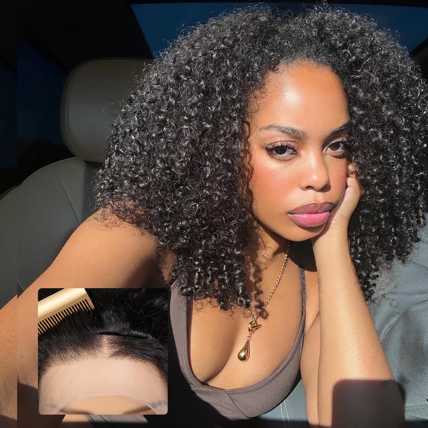 Lemoda Burmese Curly Half Wig Human Hair for Women Tight Curls 180 Density 24 Inch 180% No Lace Natural Color