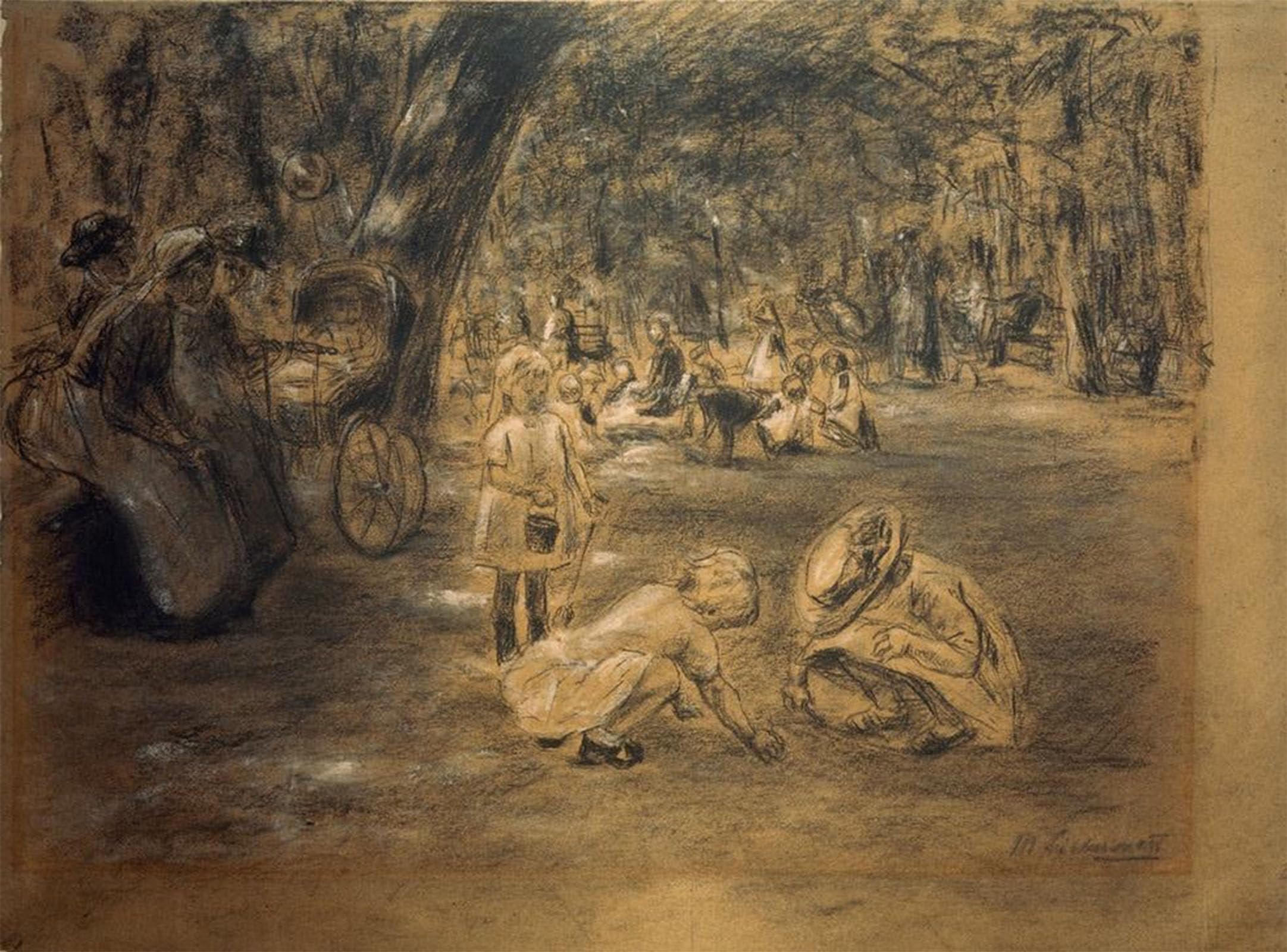 SERENDIPITP Aesthetic Poster Photo Wall Print Retro Picture Children playground in the Tiergarten by Max Liebermann Modern Wall Artwork for Home Decor 60x90cm