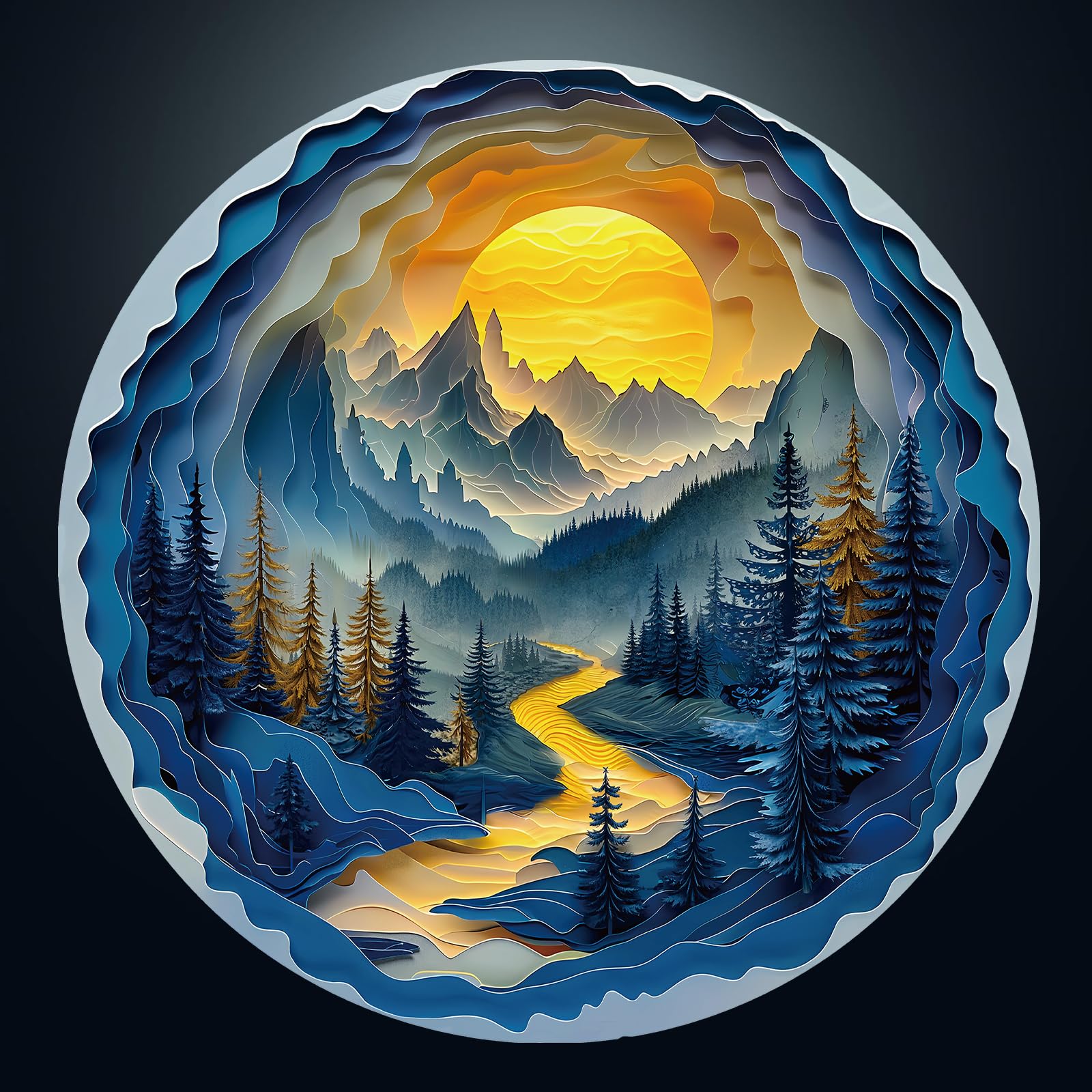 WOODBESTS 1000 Piece Puzzles for Adults, 26.6 * 26.6in Sunrise in the Woods Blue Card Puzzle for Adults, 1000 Pieces Flat Puzzles with 3D Visual Effect When Completed, Adult Puzzle Games