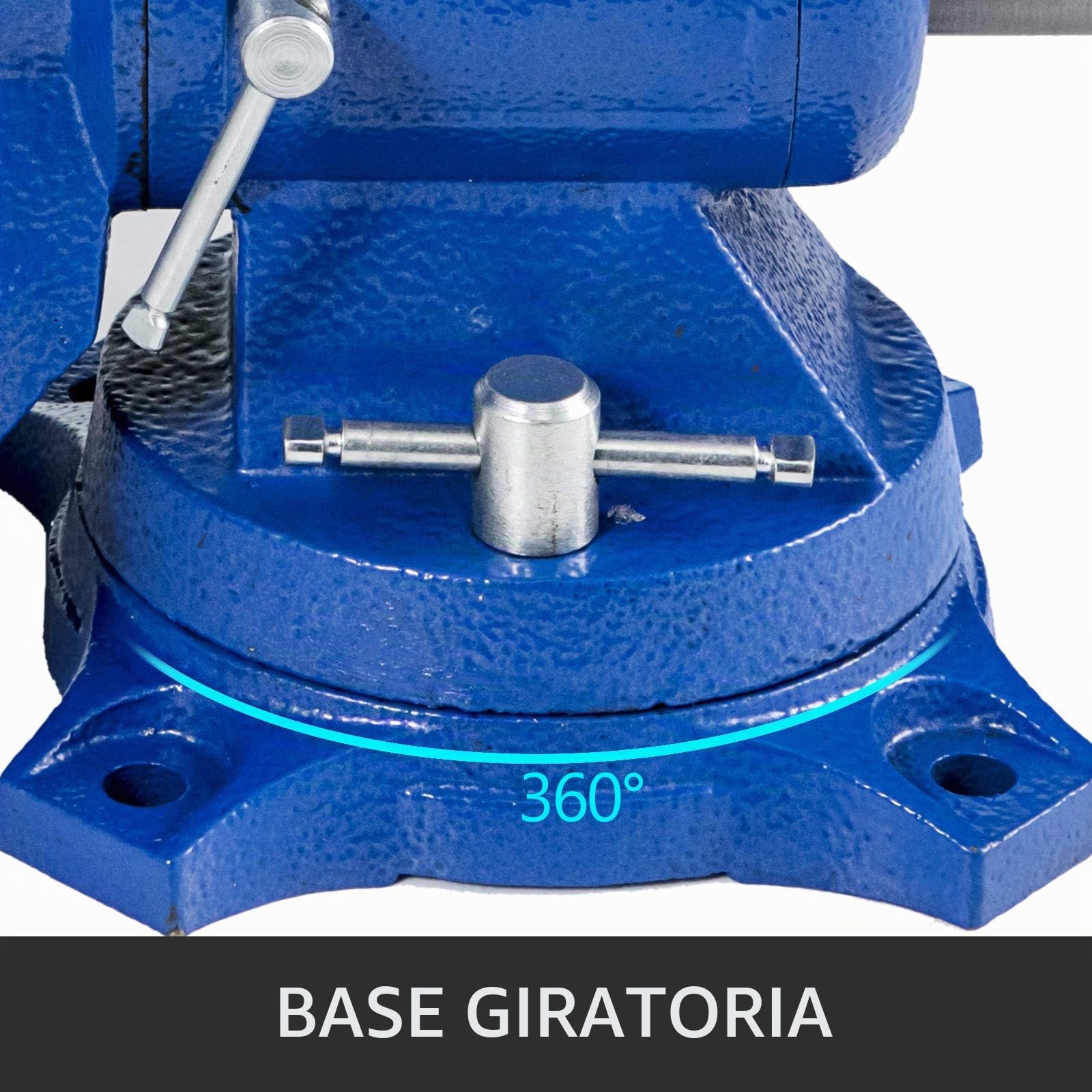 VEVOR Multifuncional Banco de Cabeza Giratoria de 360° 30KN Fuerza de agarre 3000KG para Procesamiento de Máquina y de Vicio de 6 Pulgadas con Base y Herramienta Tornillo de Banco, Industrial