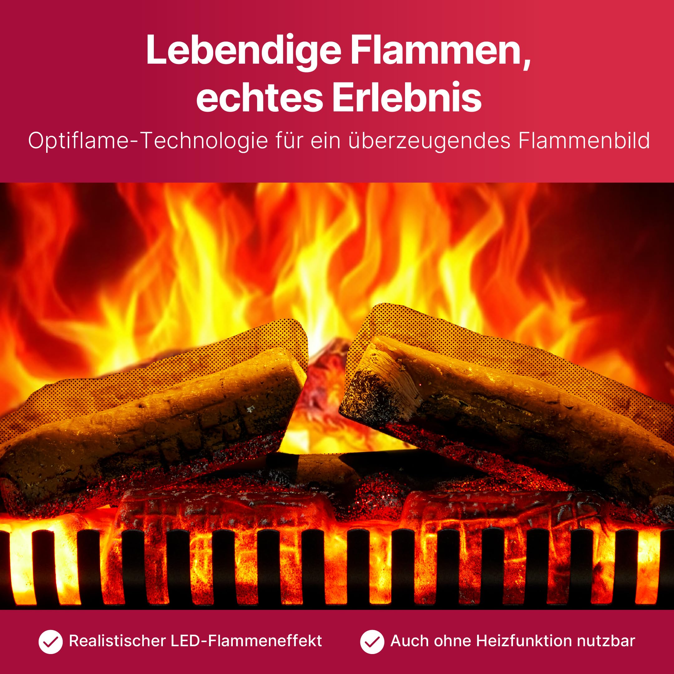 Dimplex Club Elektrokamin - Freistehender Elektrischer Kamin mit Holzscheit- Glutbett und Optiflame LED-Flammeneffekt - Zuschaltbarer 2kW Heizlüfter - Inklusive Fernbedienung