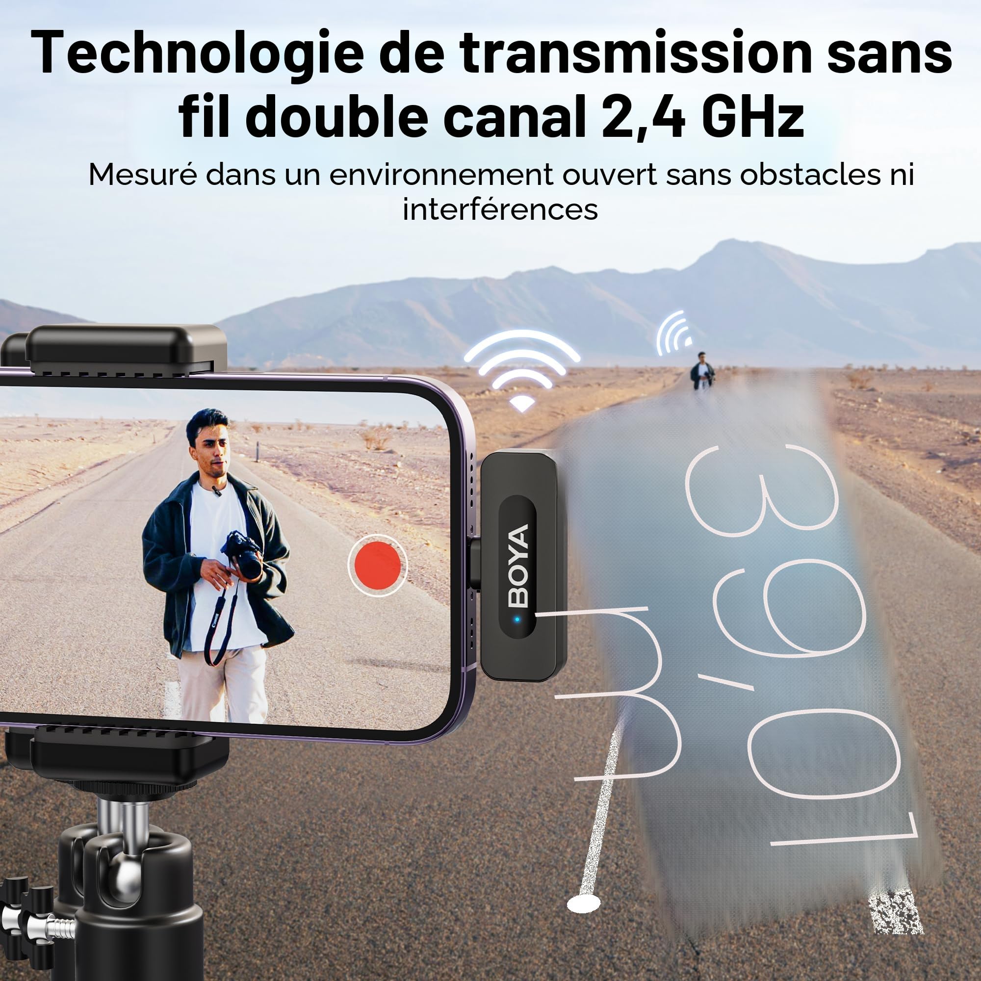 BOYA by-V1 Micro Cravate sans Fil Professionnel, Micro iphone pour Smartphone, Enregistrement de Podcast, vidéo, vlog, Youtube, TikTok, Live Streaming