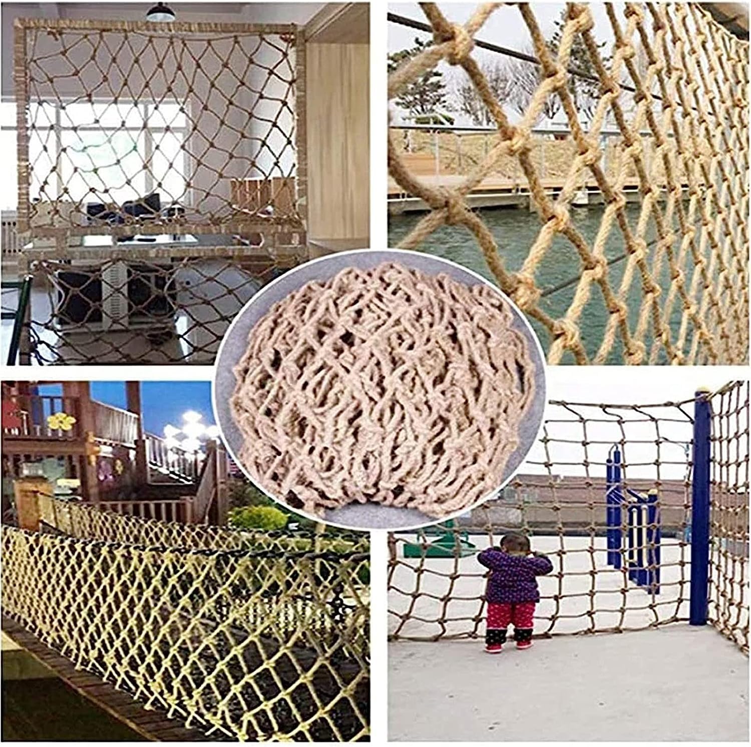 Außengeländer-Sicherheitsnetz, Hanfseil-Zaunnetz, Gartendekoration, Sicherheitsnetz, Balkon, Treppe, Kinder, Baustelle, Trennwand, Deckennetz, Kinderspielplatz (Size : 1 * 7m(3 * 22ft))