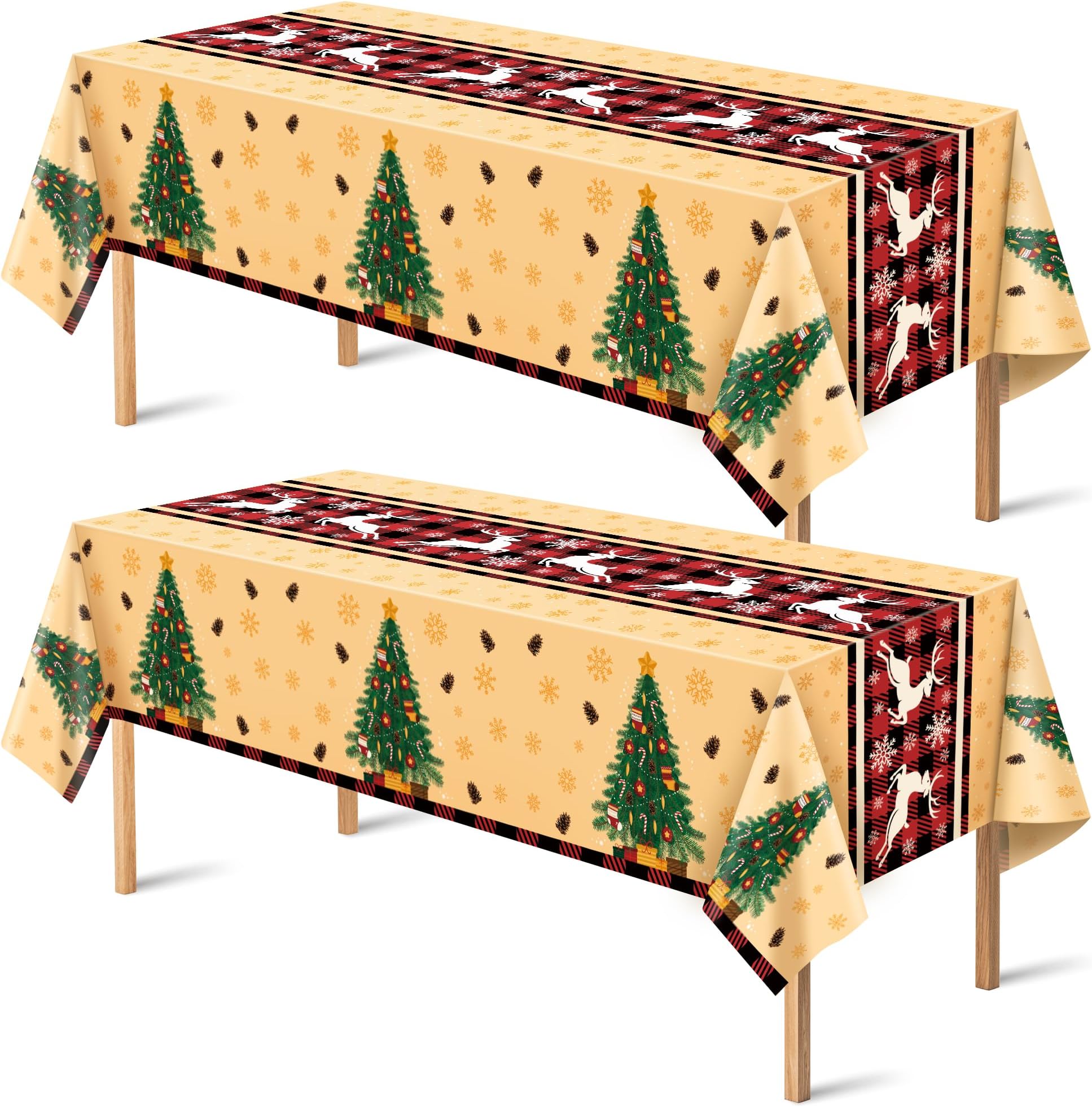 OHOME Christmas Decorations - Christmas Decorations Indoor Outdoor - Disposable Plastic Tablecloth | Xmas Party Decorations Favors Supplies for Door Table Decor Backdrop Banner,2 Pack