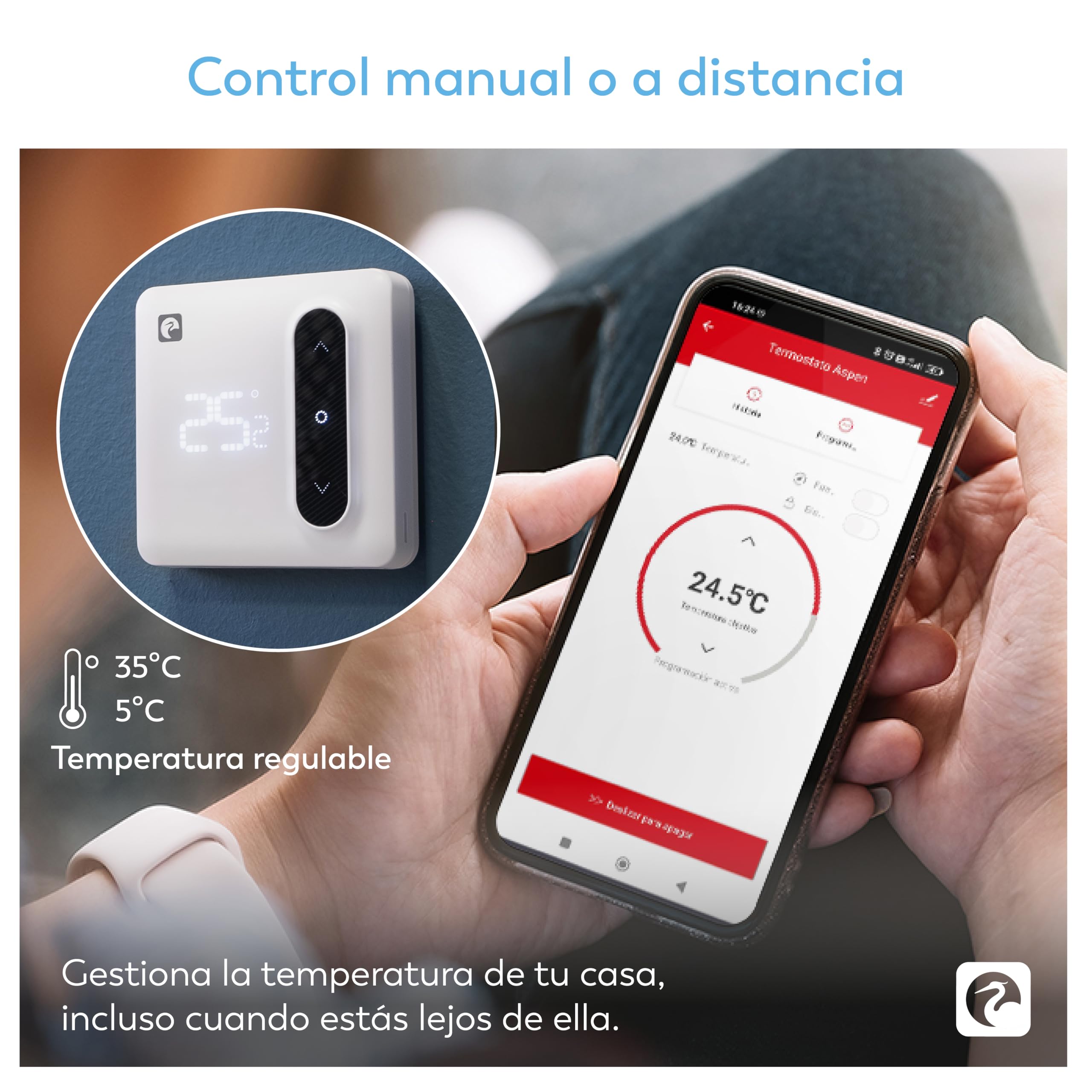 Garza Smart - Termostato Wi-Fi Inteligente para Caldera y Calefacción, con Adaptador, Medidor Consumo, Control táctil, Detección Ventanas Abiertas, Control App y Voz, Alexa/Google, 401367G
