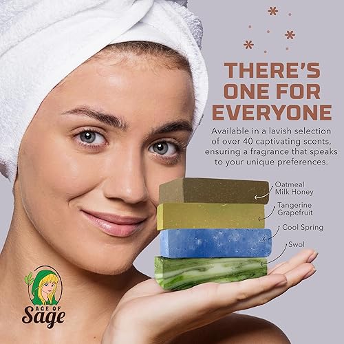 Miniatura 7 de Age of Sage Jabón en barra natural para hombres y mujeres, jabón vegano procesado en frío con glicerina para el cuidado de la piel, regalos de