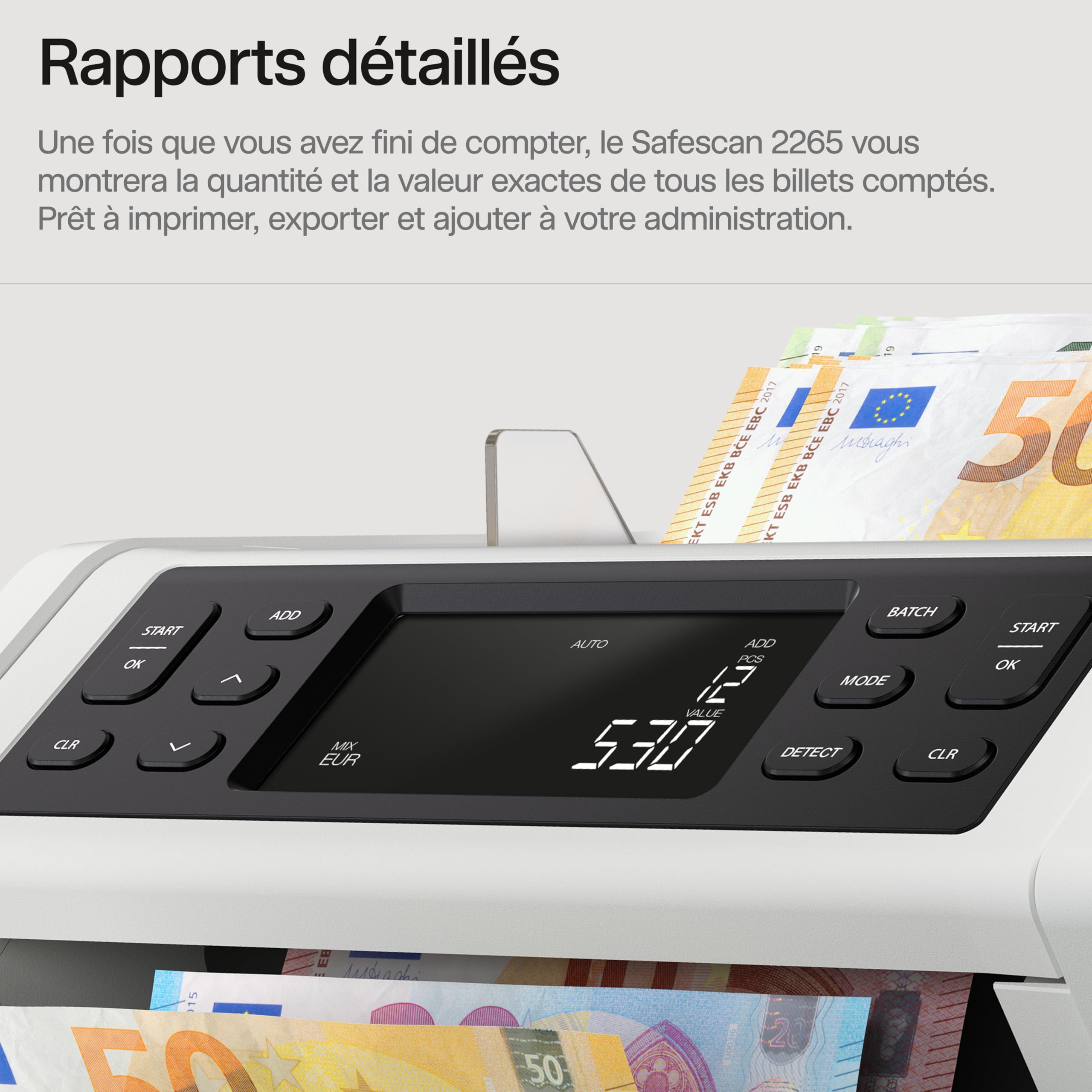 Safescan 2265 compteuse de billets avec détection faux billets 5 points euros livres sterling