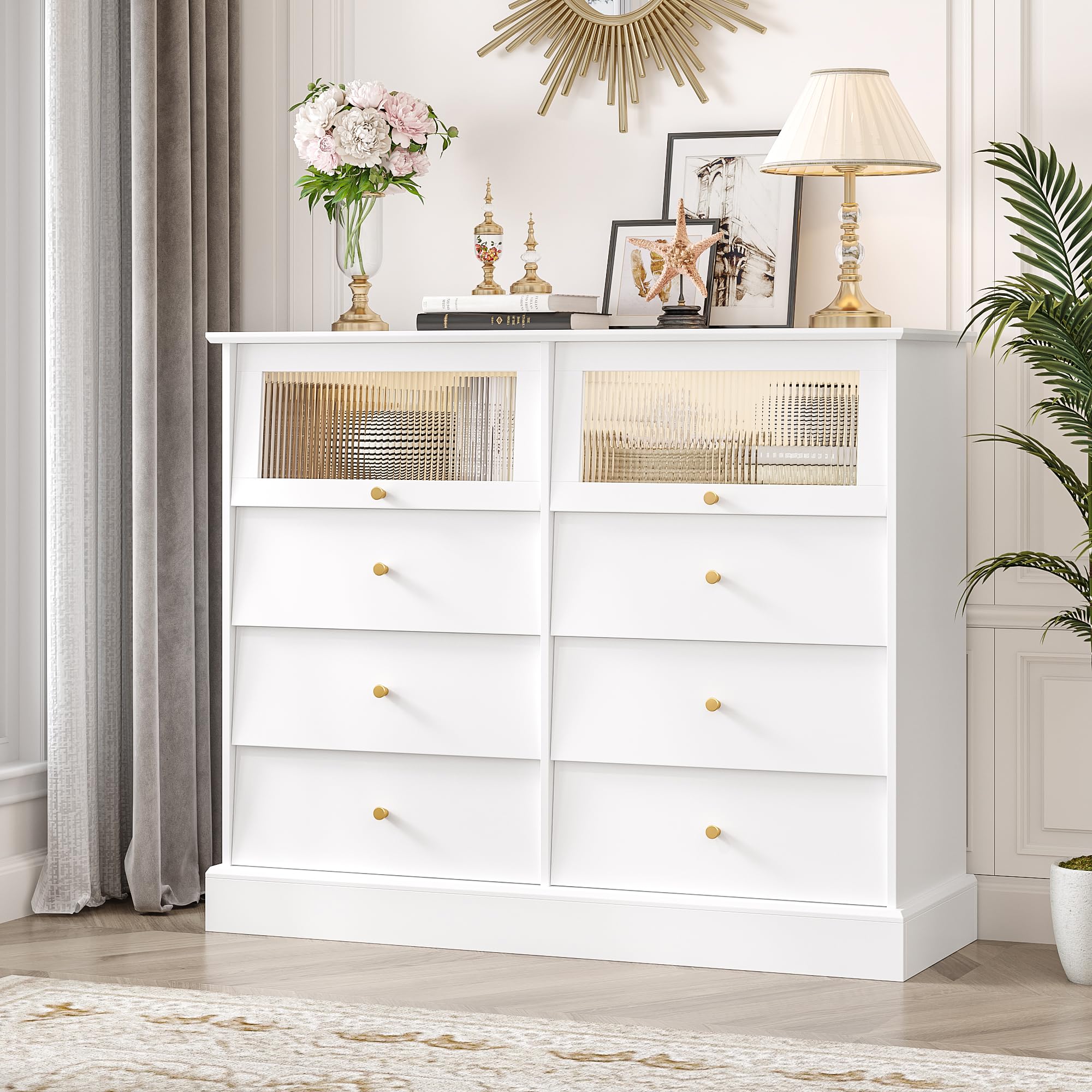 white and gold 8 drawer dresser Ming Drawer Extra Large 8 Drawer / Canvas Cream