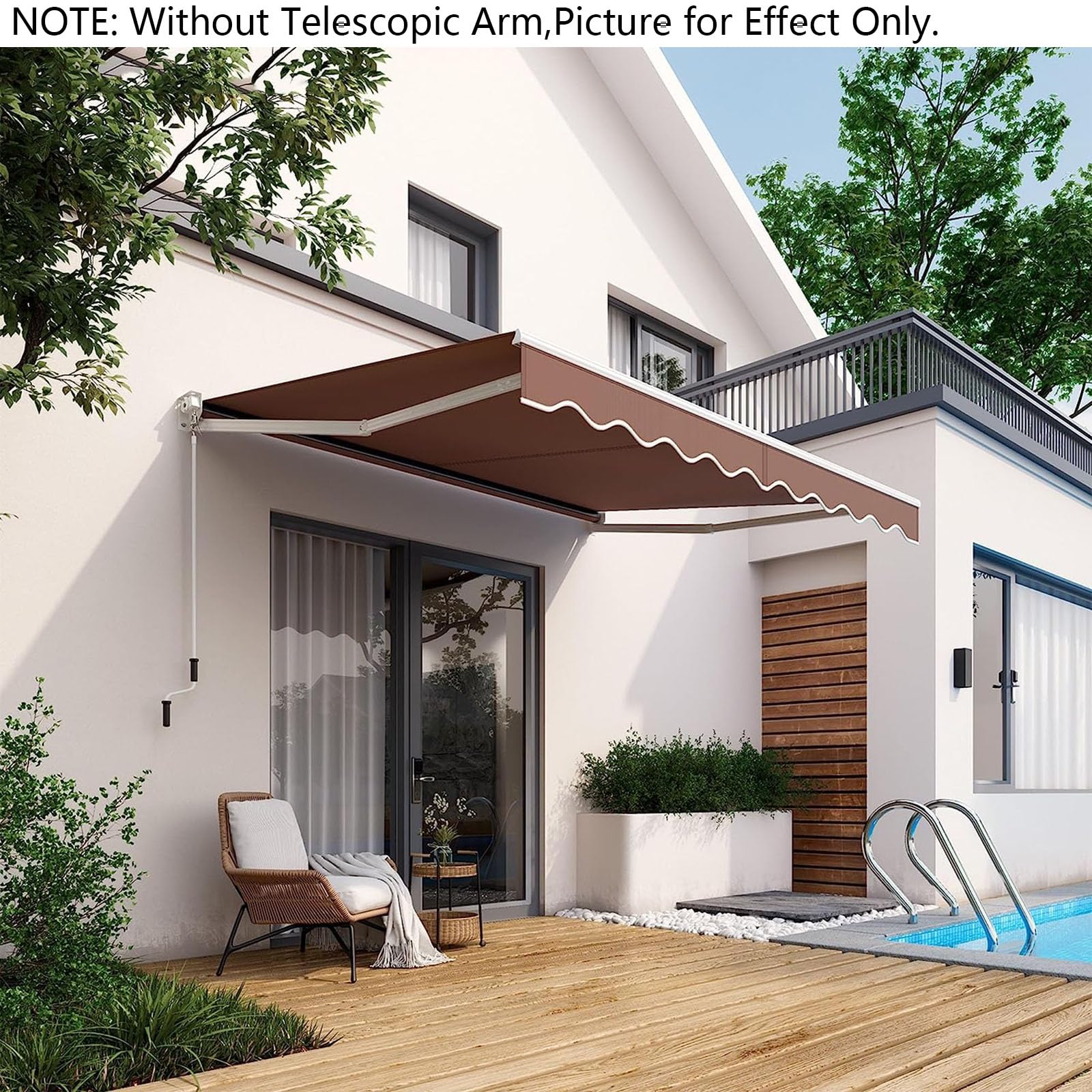 Tessuto di ricambio per tenda retrattile (senza cornice) copertura impermeabile in poliestere per patio esterno pergolato balcone - marrone (dimensioni: 4,5 x 3,5 m)