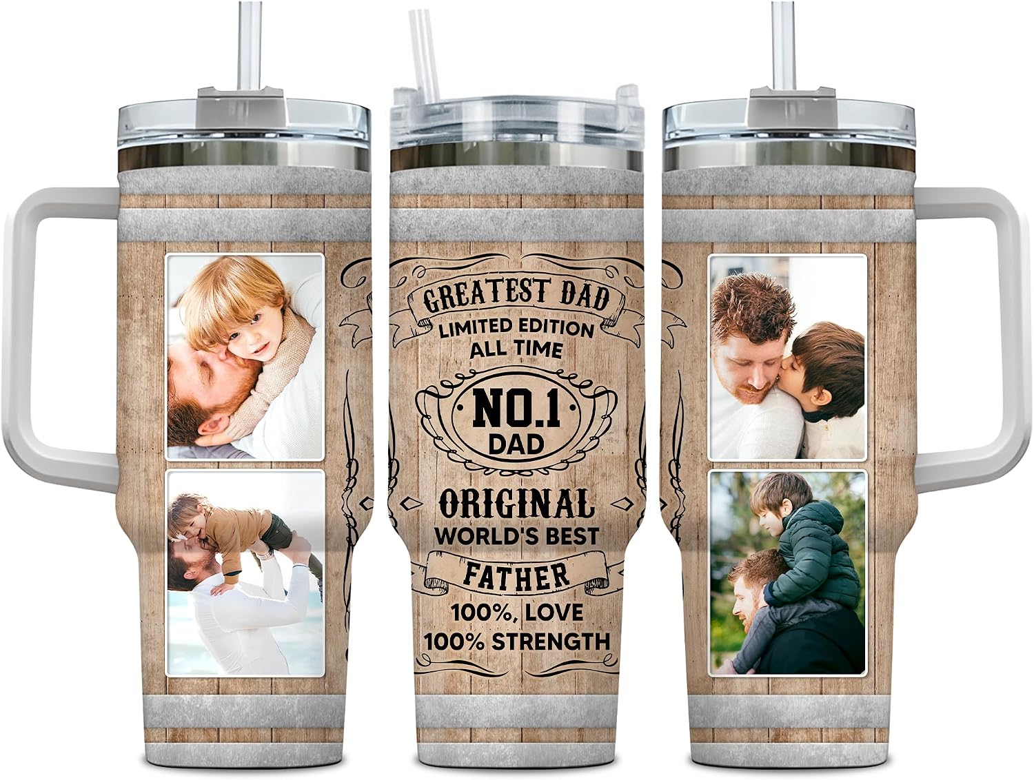 Hyturtle Personalized Dad Tumbler - Gifts For Father From Daughter Son Wife - New Papa Gift For Men - Birthday Fathers Day Present For Grandpa - Custom Name Travel Coffee Cup 40 Oz With Lid And Straw