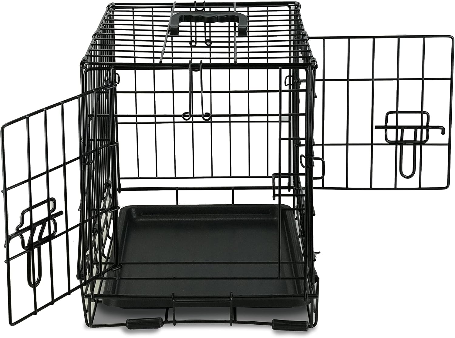 PETSWORLD Double Door Solid-Steel Dog Crate, 22 inches w/Divider| Heavy Duty, Foldable, Easy to Assemble, Floor Protection Roller Feet.
