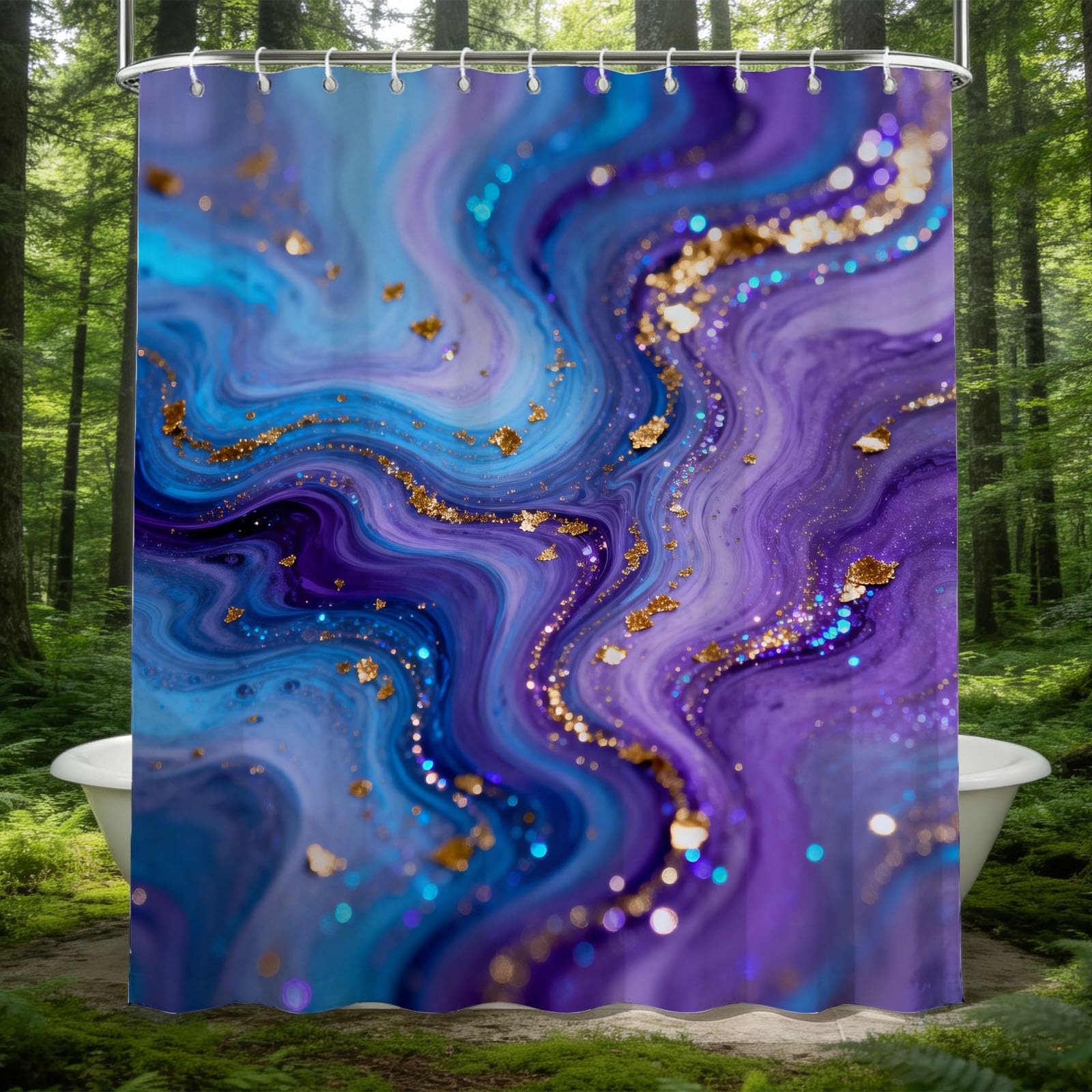 Hongduo 3D Marble Texture Shower Curtain for Stalls Bathtubs Multi Colour Bathroom Decor Shower Curtain Set Polyester Fabric Waterproof 180x200cm/71X79 Inch with Hooks