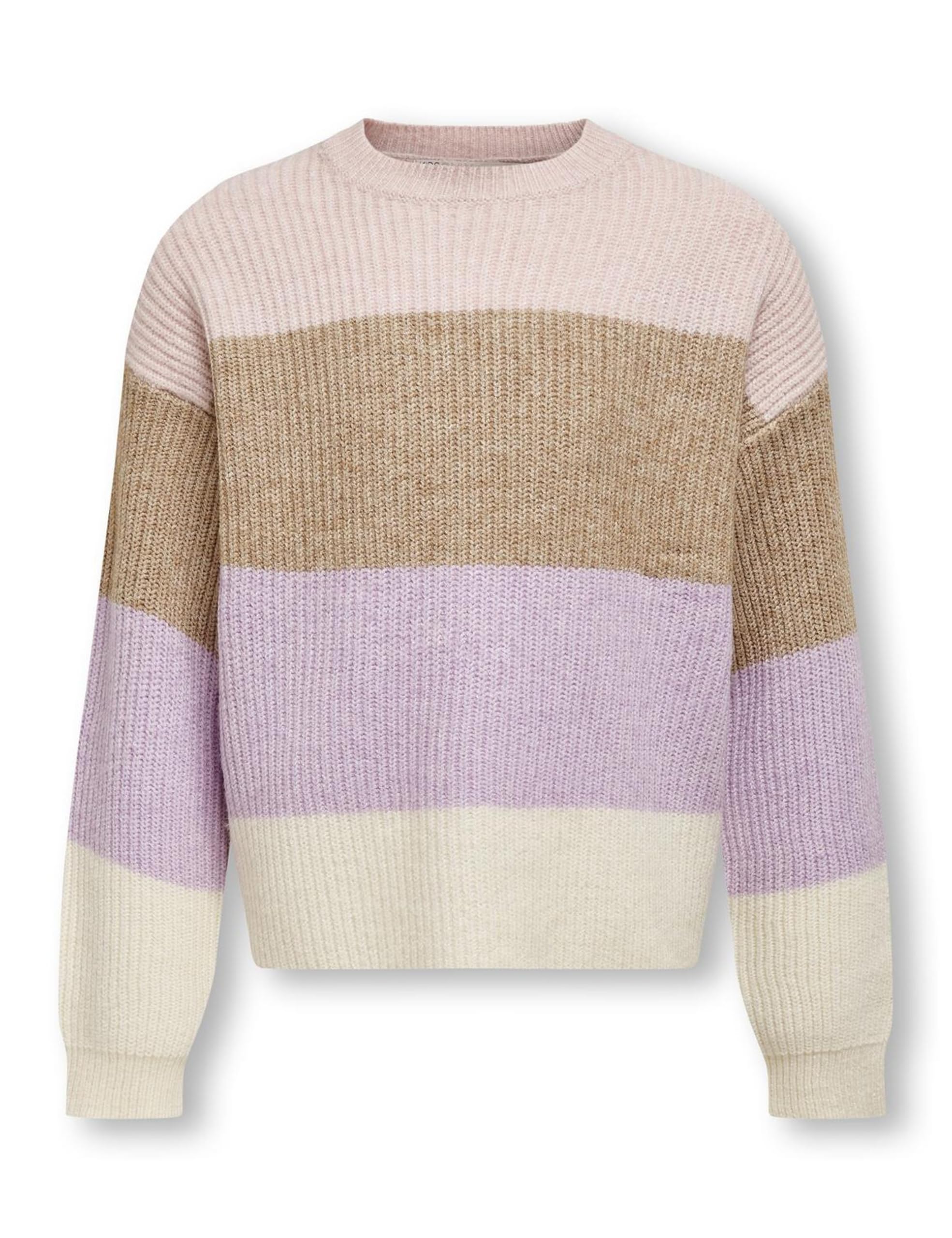 ONLY Kids Girl's Kogsandy L/S Stripe KNT Noos Jumper Sweater, Sepia Rose, 122-128 cm