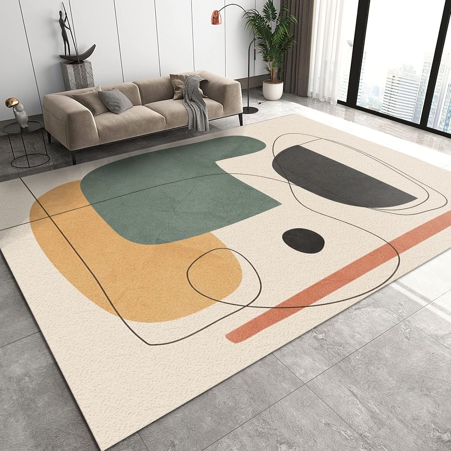 YEMYOR Abstract Modern Mid Century Rugs, Stylish Modern
