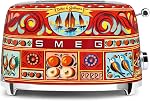 Dolce x Smeg 2 Grille-pain à tranches avec 6 Présets et fonction de dégivrage et d'un bac en croûte amovible, la Sicile est mon amour