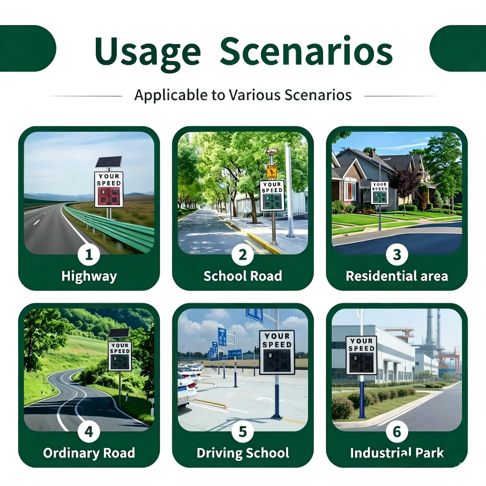 Señal de velocidad de radar LED de 24 x 35 pulgadas, señal de advertencia de aleación IP65 para advertencia de velocidad del vehículo, señal de seguridad vial de detección de 3 filas para Road Street