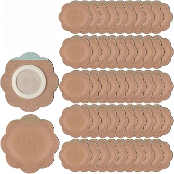 50 Count Value Pack Disposable Castor Oil Patches, Leak-Proof Adhesive Patches for Stomach, Joints & Thyroid, Multiple Shapes Available, Skin-Friendly & Breathable Detox Pads Flower Shape,Skin Color