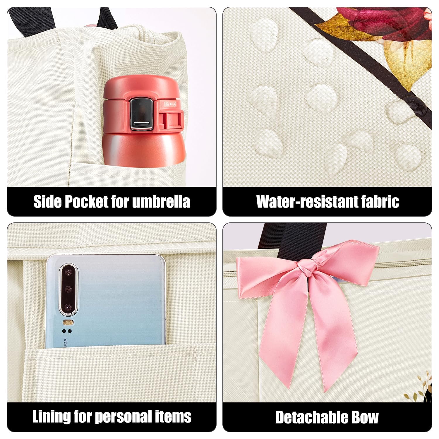 Vavabox Borsa tote personalizzata con iniziali dalla A alla Z, regalo impermeabile per donne, damigelle, mamma, insegnanti, amici