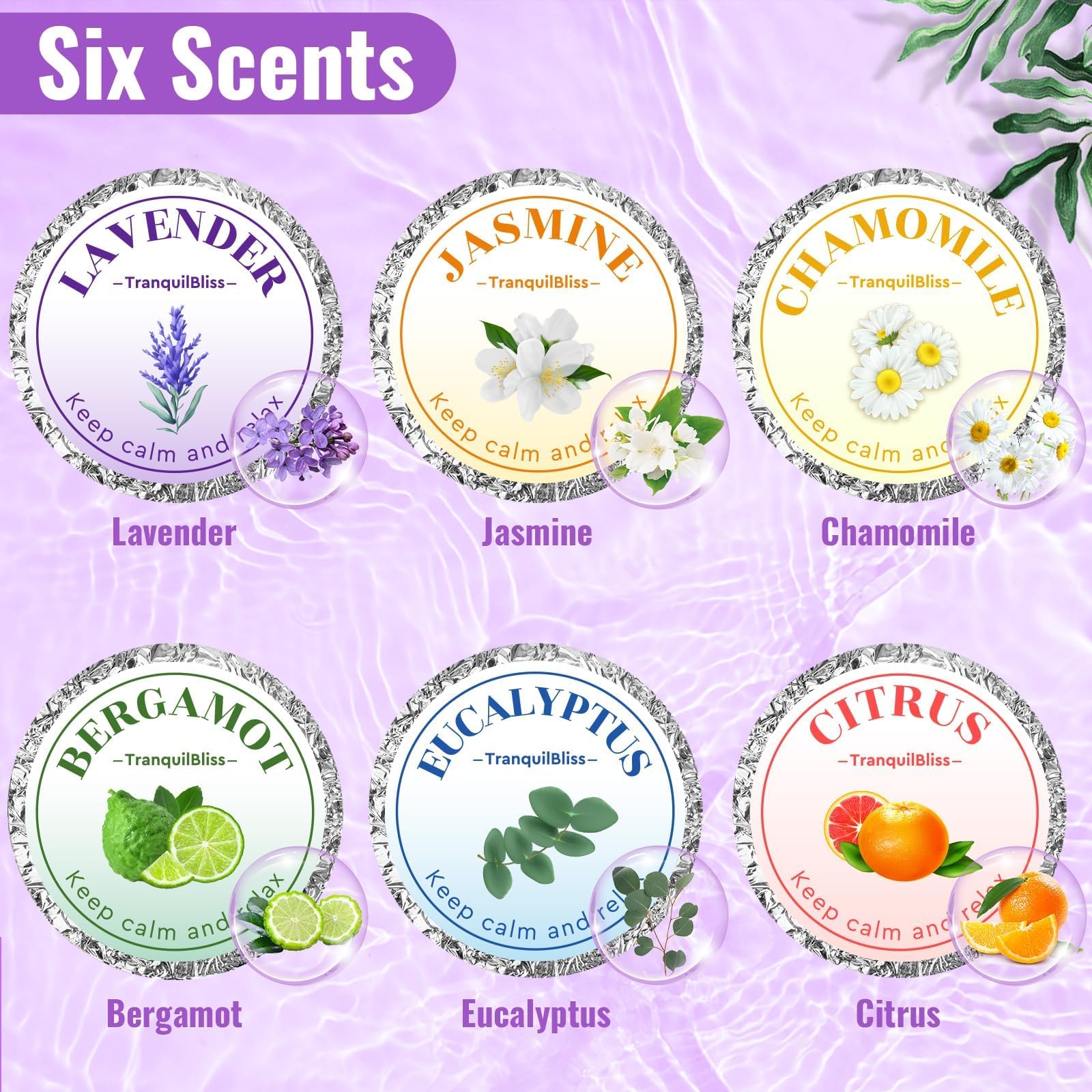 TranquilBliss Parowar pod prysznic, 6 tabletek pod prysznic z naturalnym zapachem, samoopieka i relaks, Dzień Matki, pakowane pojedynczo, walentynkowe parowce pod prysznic dla kobiet