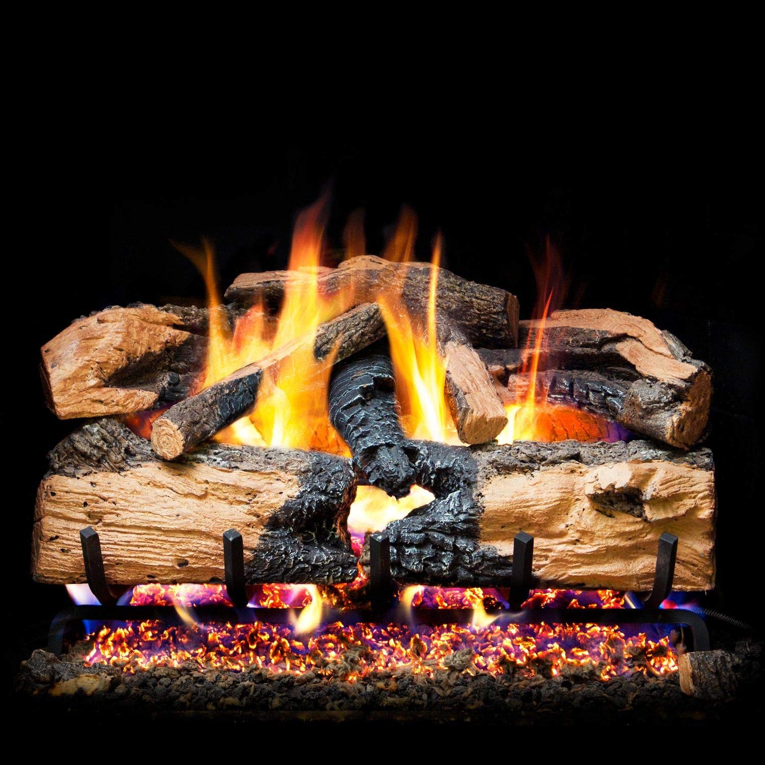 Amazon.com: Peterson Real Fyre 30-Inch Charred Evergreen Split Oak Gas Log  Set with Vented Natural Gas G52 Burner - Electronic Variable Remote : Home  u0026 Kitchen
