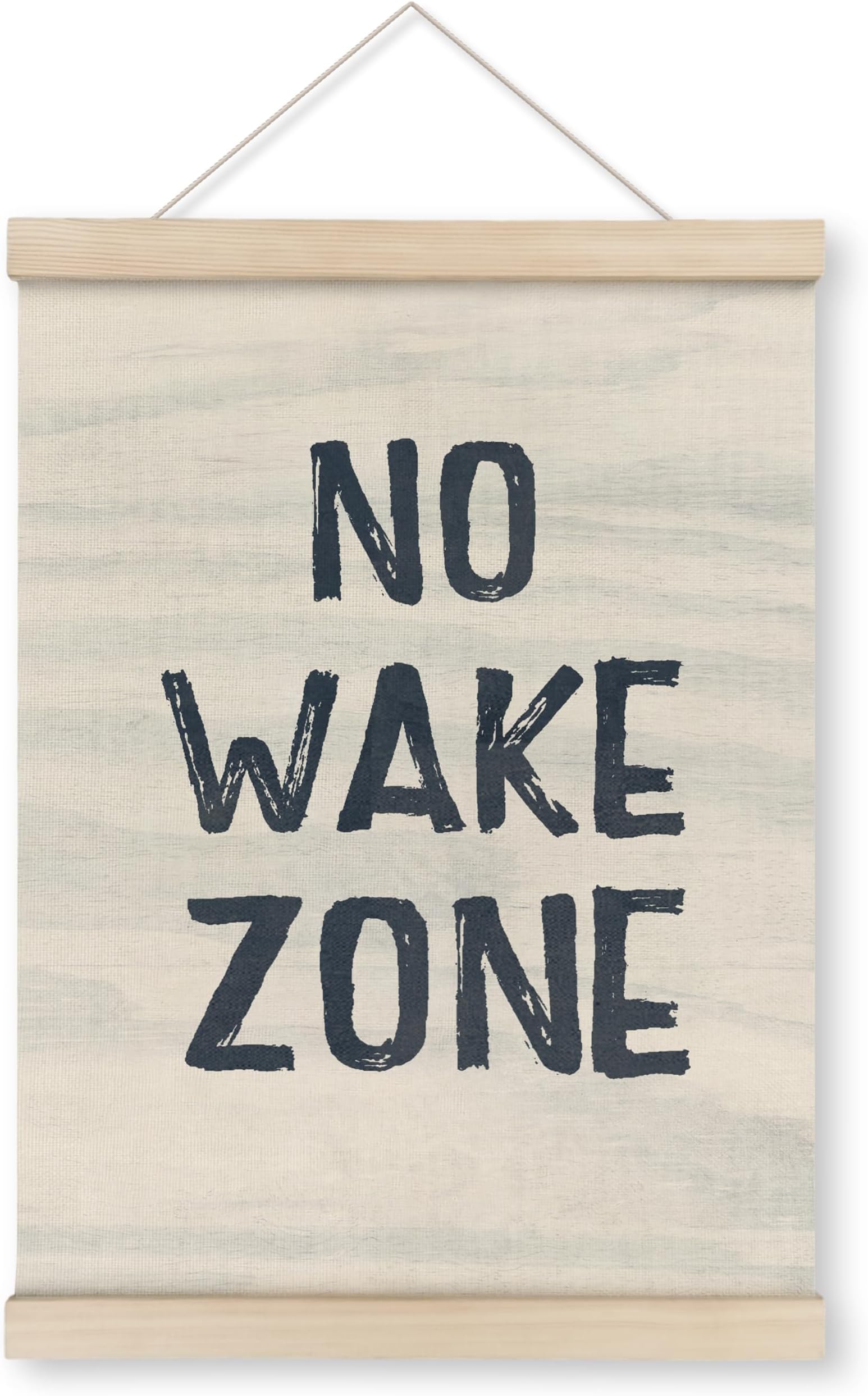 HRQKO Lake House Nautical Ocean Wall Art, No Wake Zone Sign Poster Hanger Frame, Navy Blue Surf Wall Hanging Banner Decor for Boy Nursery Bedroom, 12x16 Inch