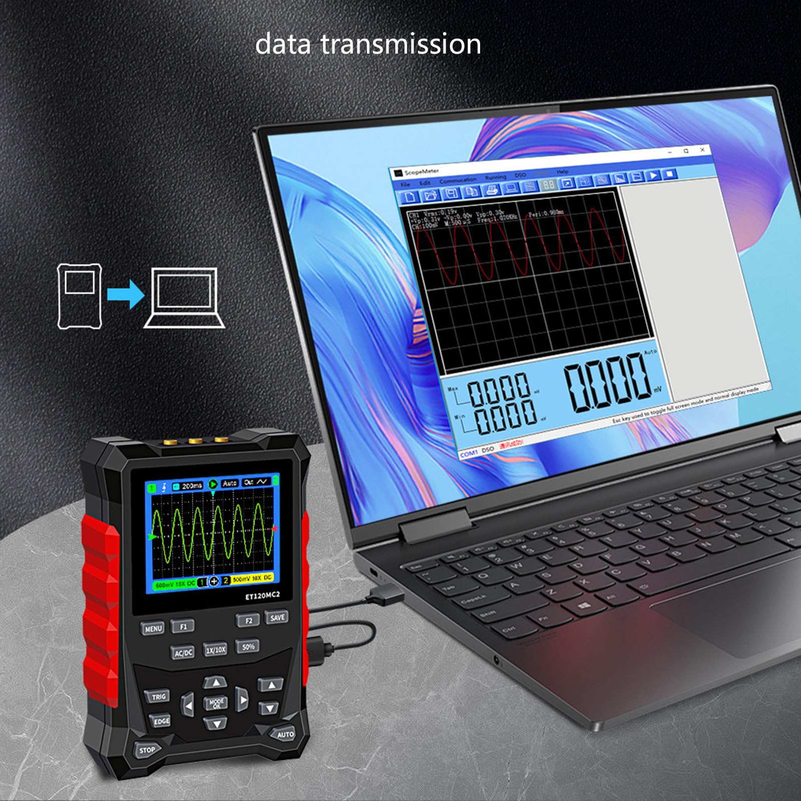 Oscilloscope numérique 500 Msa/s Taux générateur de formes d'onde 2 canaux Stockage Auto/Normal/Single ABS Oscilloscope