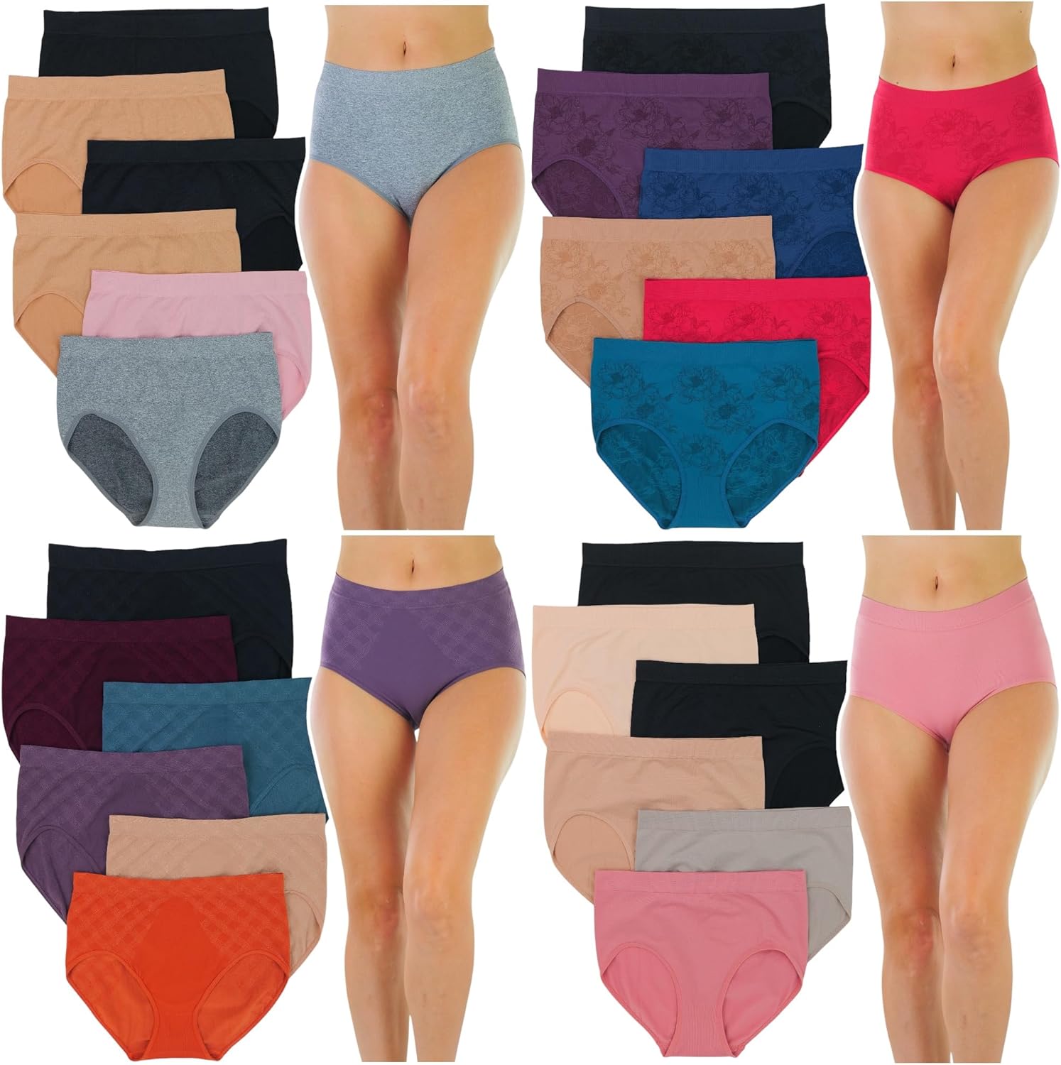 ToBeInStyle Women's Multi-Pack of Randomly Selected Seamless Stretch High Rise Waist Briefs - Image 3
